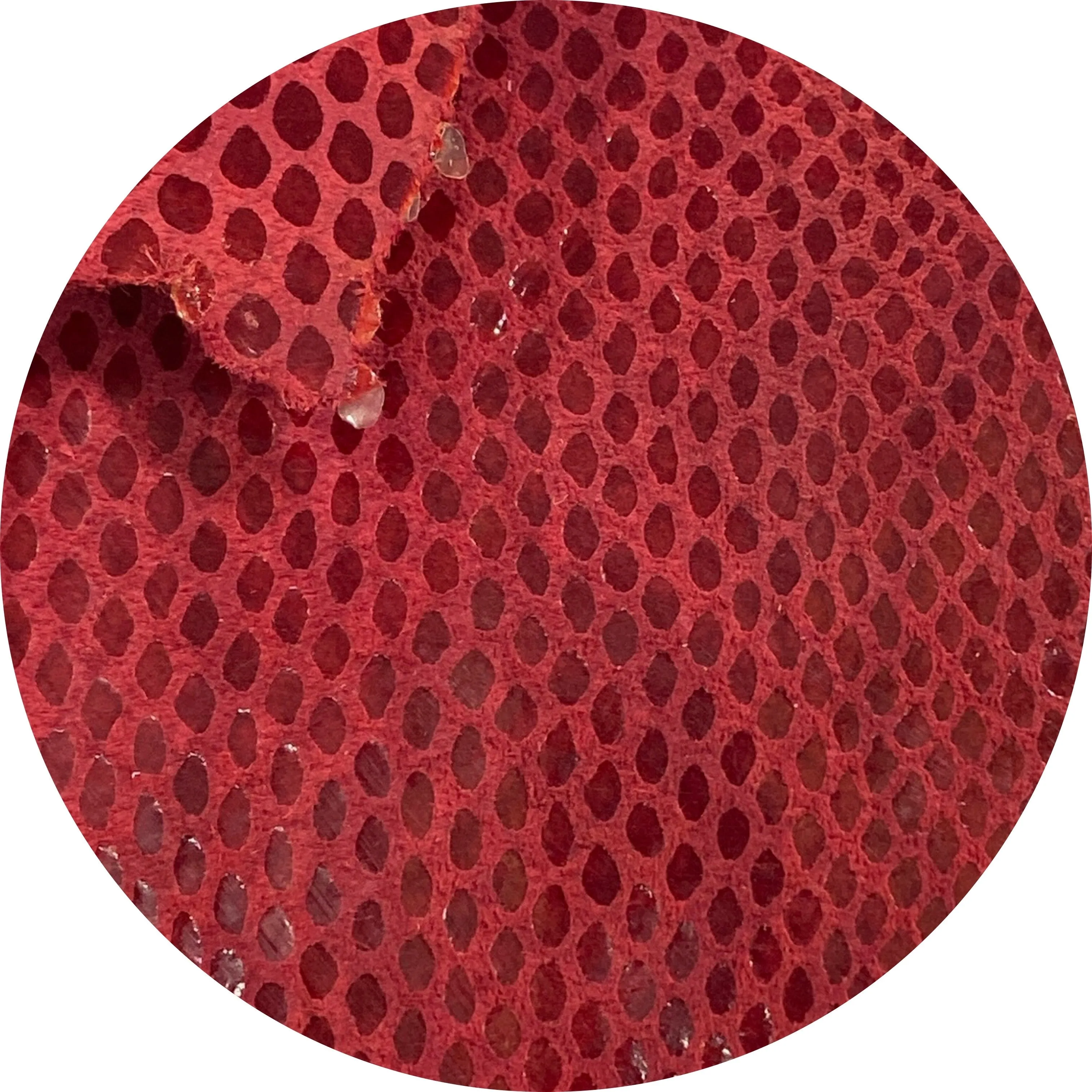 Fantasy Red Patent Snake Skin Print -Holes present through leather - ON SALE!!