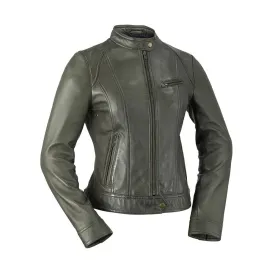 Favorite Womens Fashion Leather Jacket Army Green