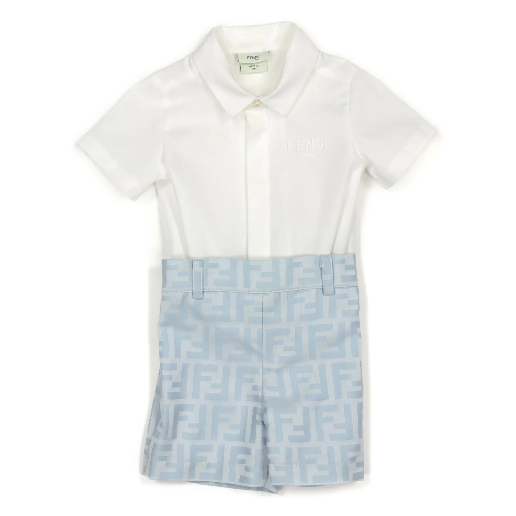 Fendi Baby Boys Blue & White Ceremony Romper