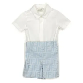 Fendi Baby Boys Blue & White Ceremony Romper