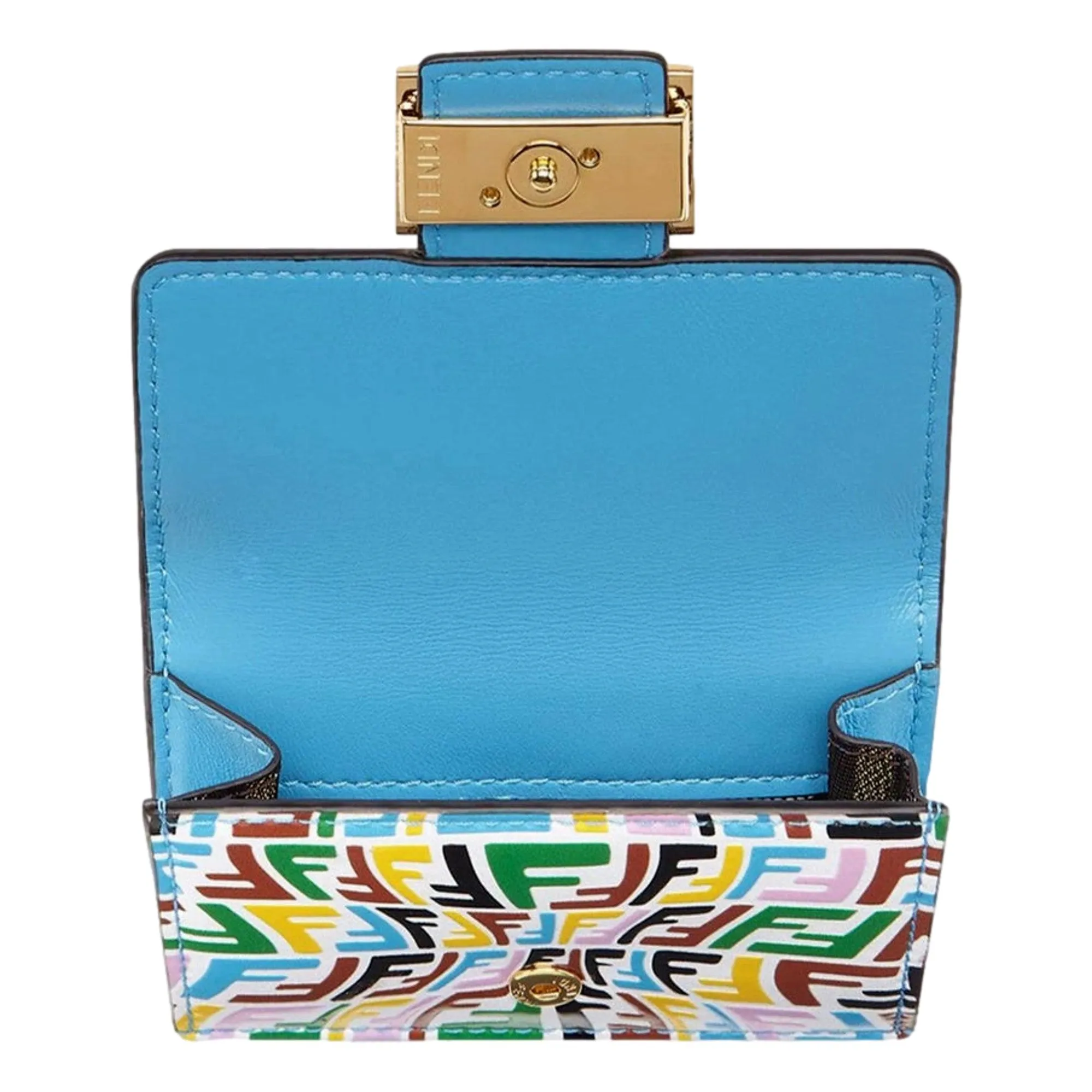 Fendi Vertigo Baguette Multicolor Leather Small Trifold Wallet