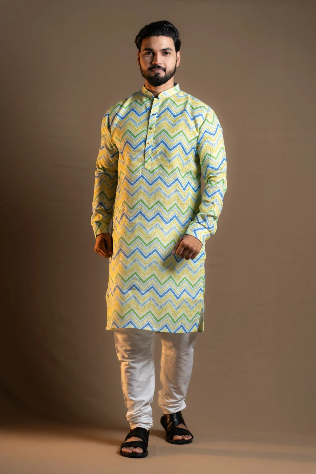 GREEN PRINTED KURTA PAJAMA