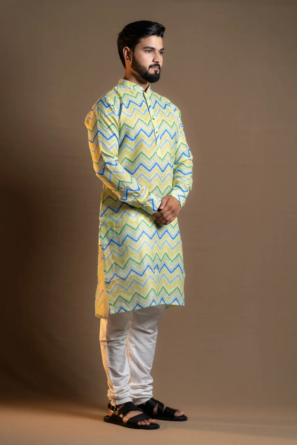 GREEN PRINTED KURTA PAJAMA