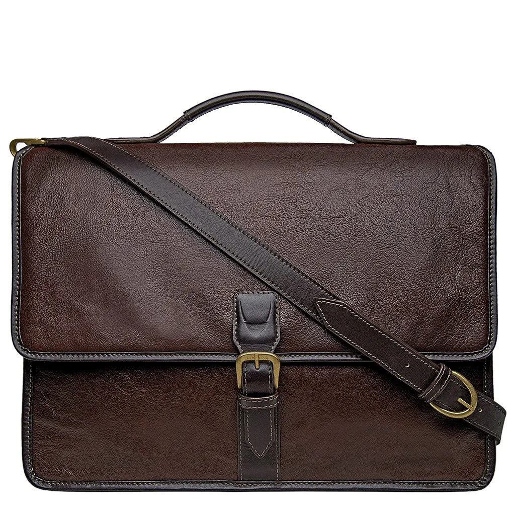 Harrison Buffalo Leather Laptop Briefcase