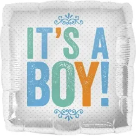 It's A Boy Square Foil Balloon