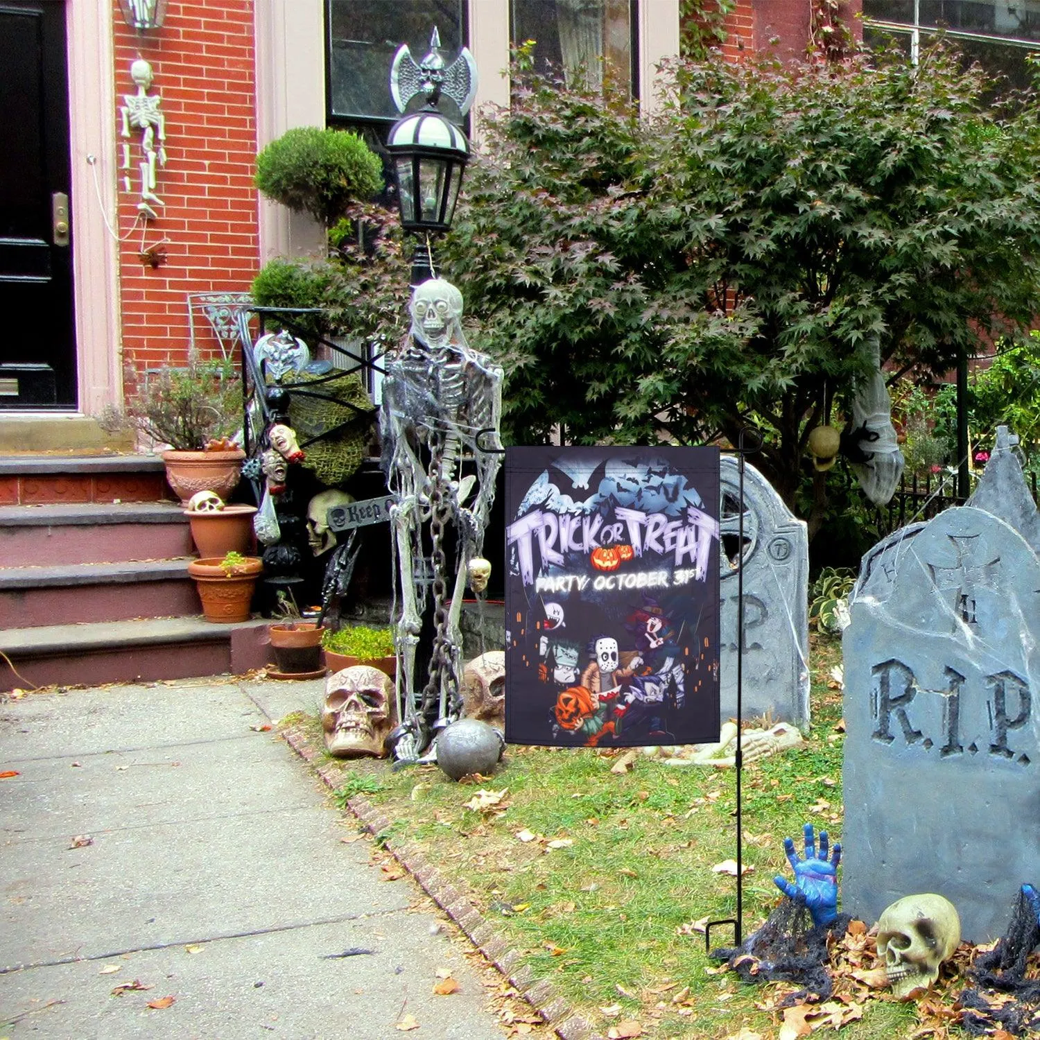 Jetlifee Trick or Treat Candy Skull Garden Flag