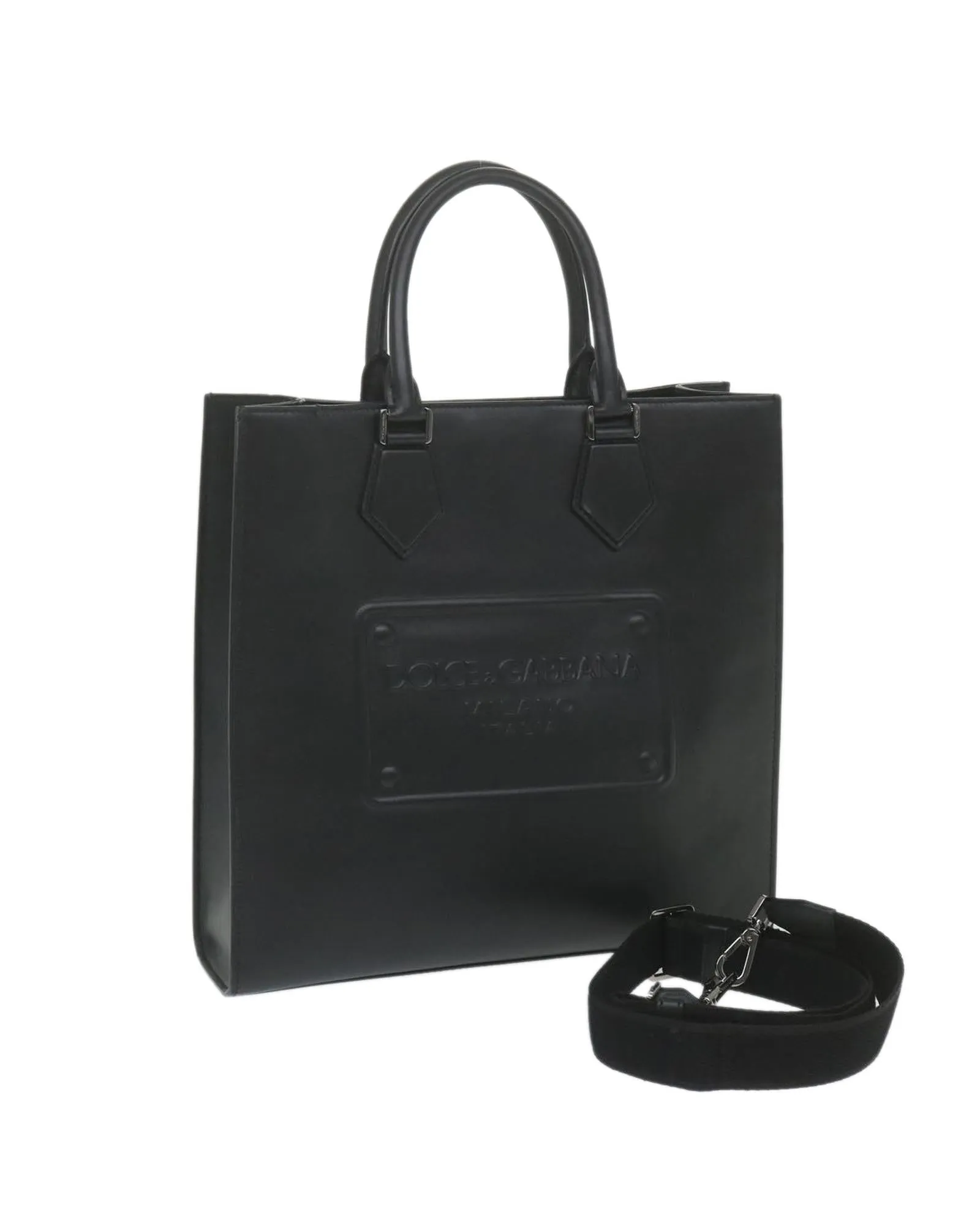 Leather 2way Tote Bag - Black