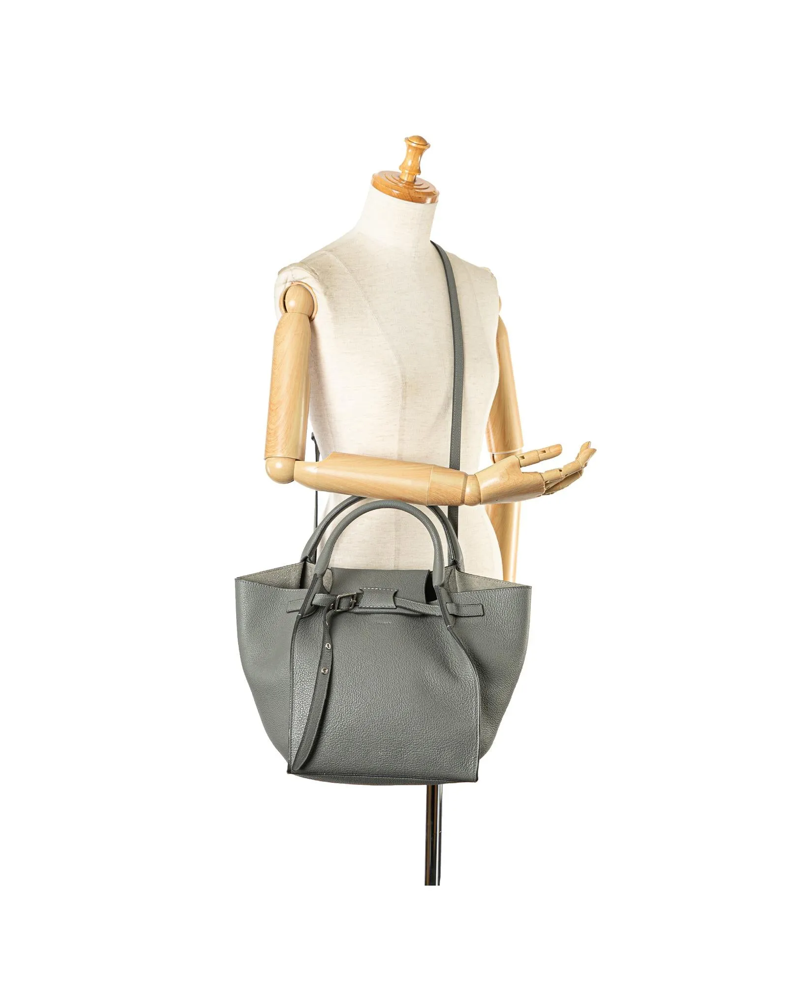 Leather Flap Satchel with Rolled Handles