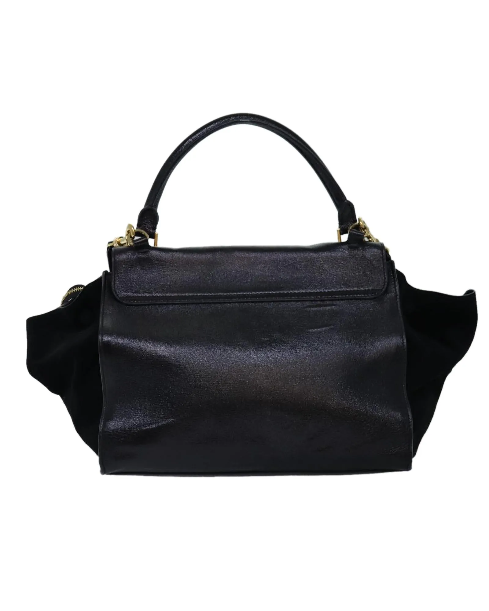 Leather Trapeze Handbag with Shoulder Strap