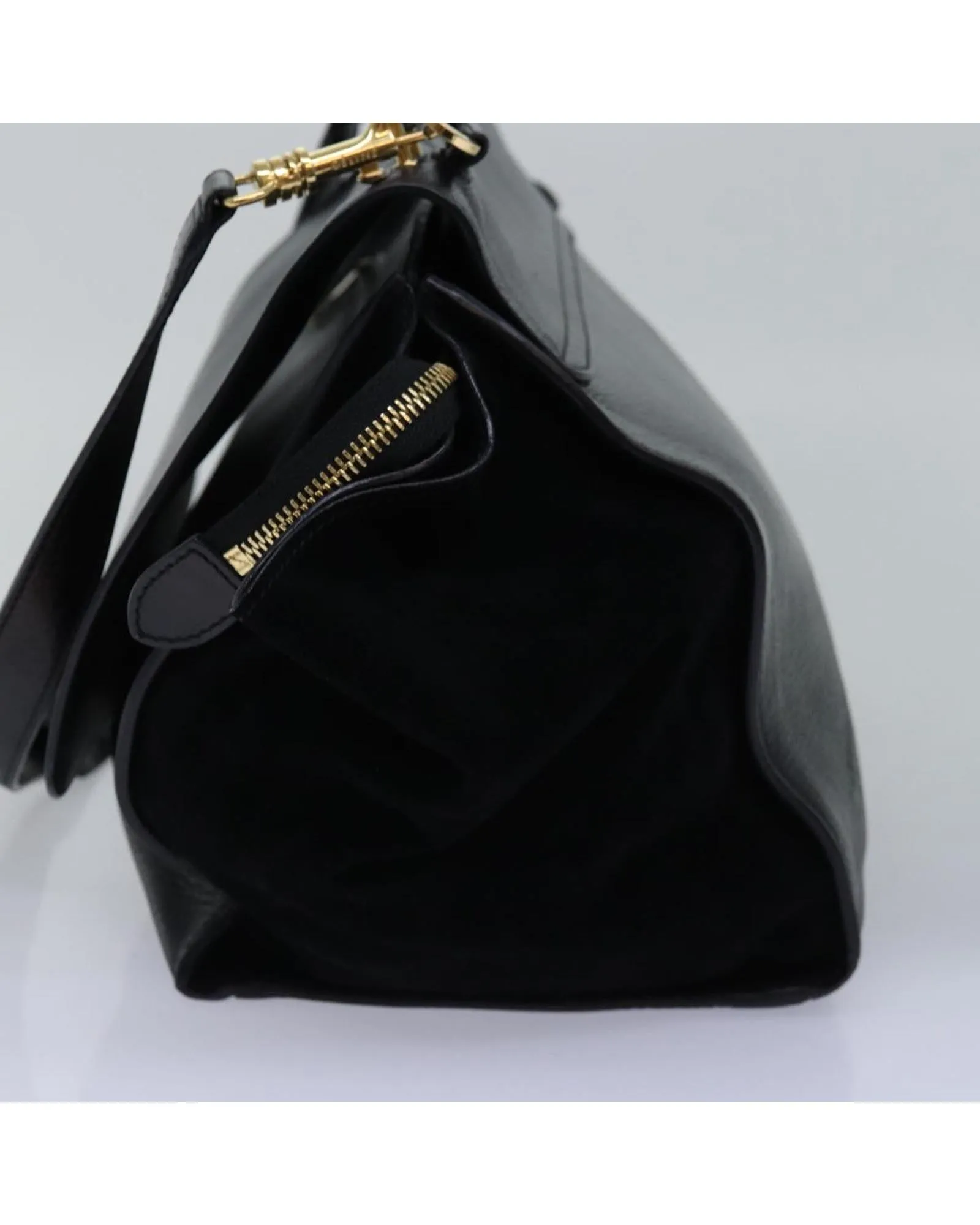 Leather Trapeze Handbag with Shoulder Strap