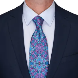 Light Blue and Pink King of Sicily Duchesse Silk Tie