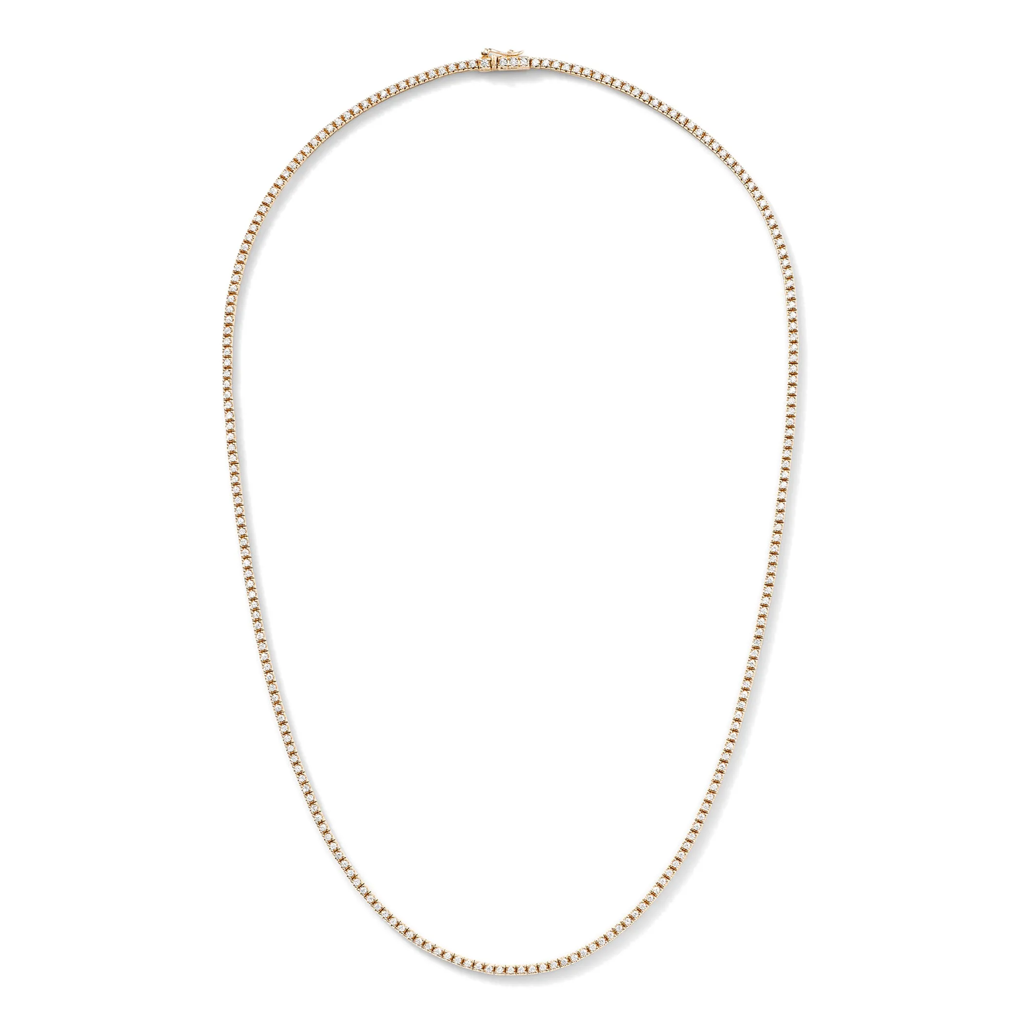 Line Necklace in 18K Rose Gold with White Diamonds