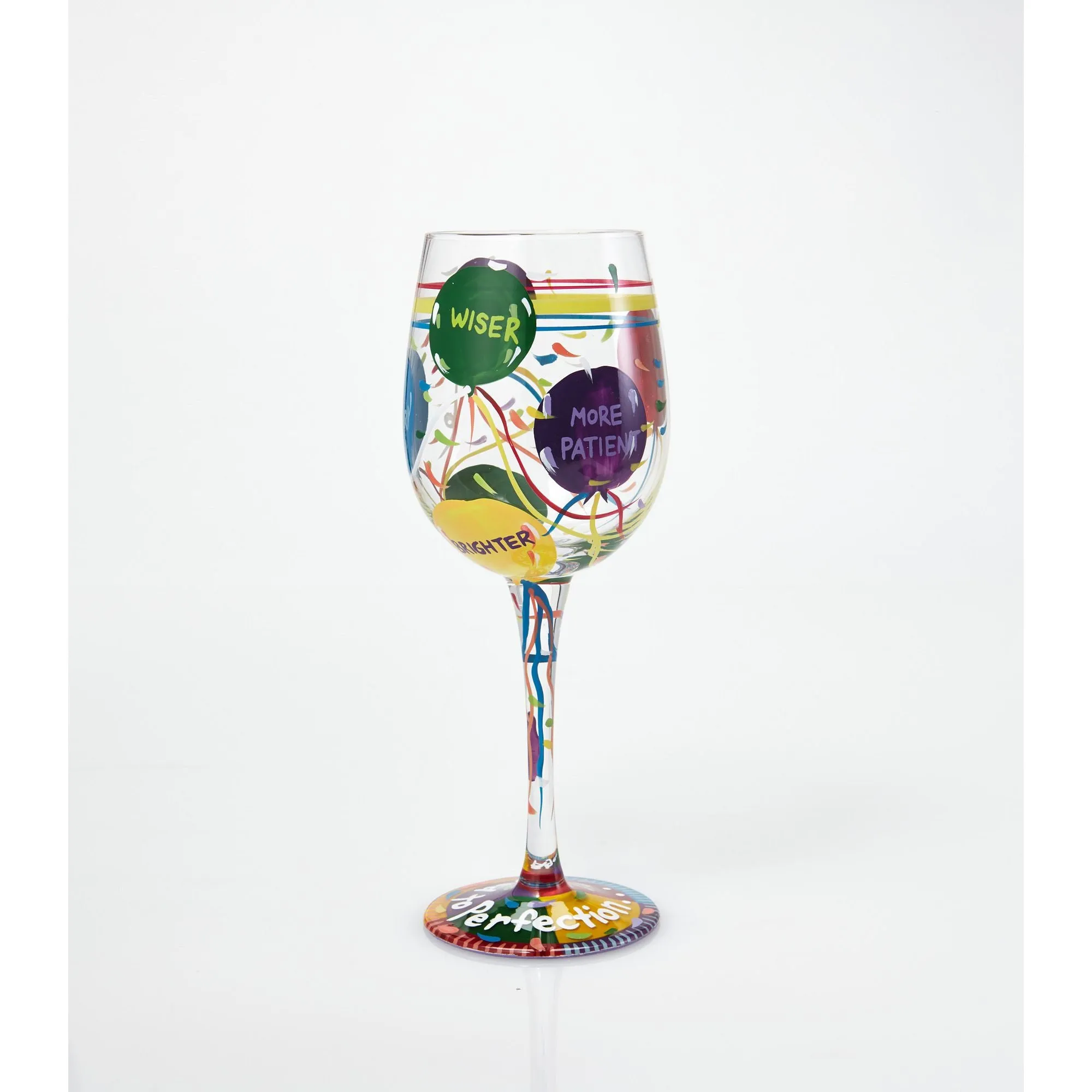 Lolita Aged to Perfection Birthday Artisan Painted Wine Glass