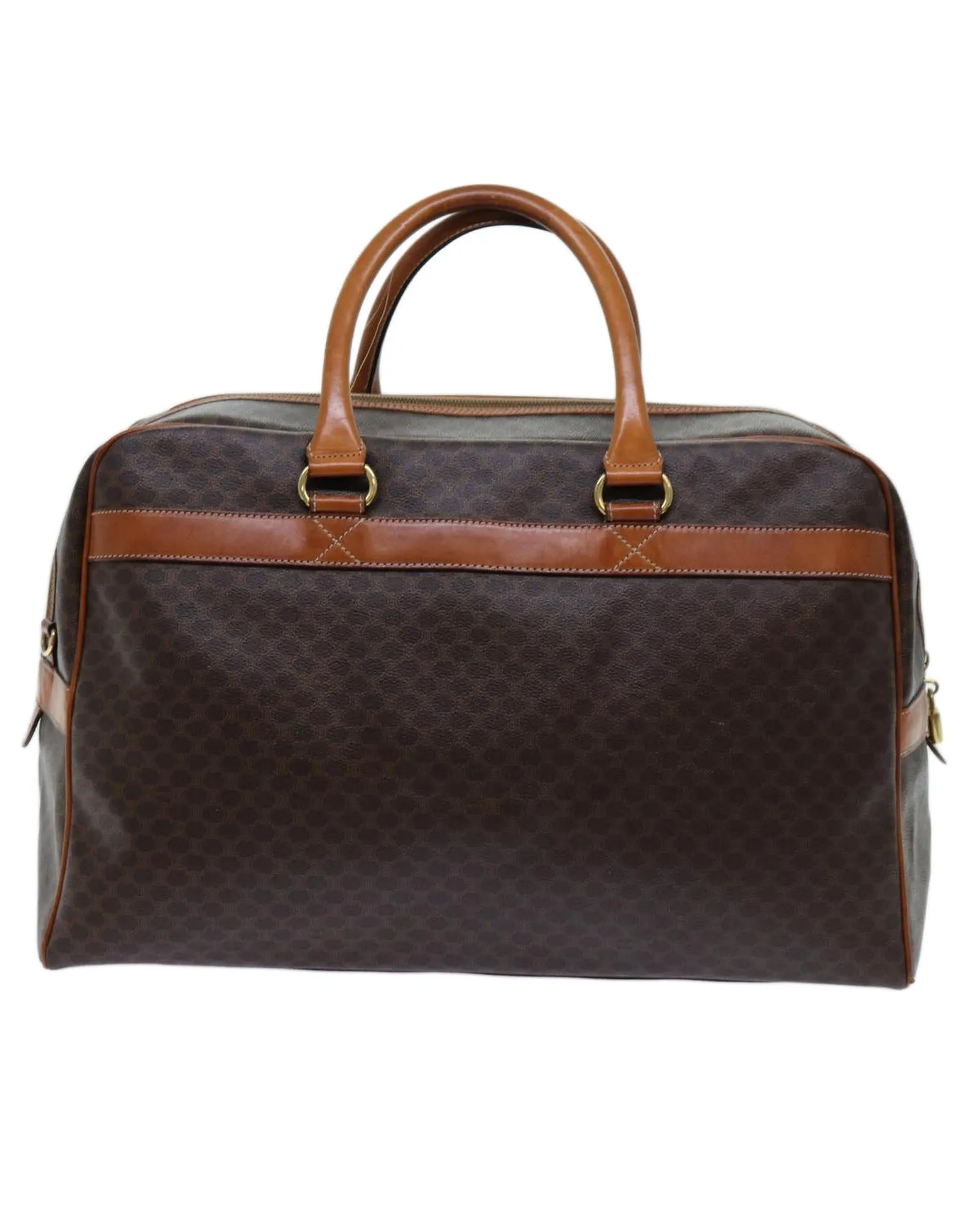 Macadam Canvas Boston Bag with Padlock and Key in Brown