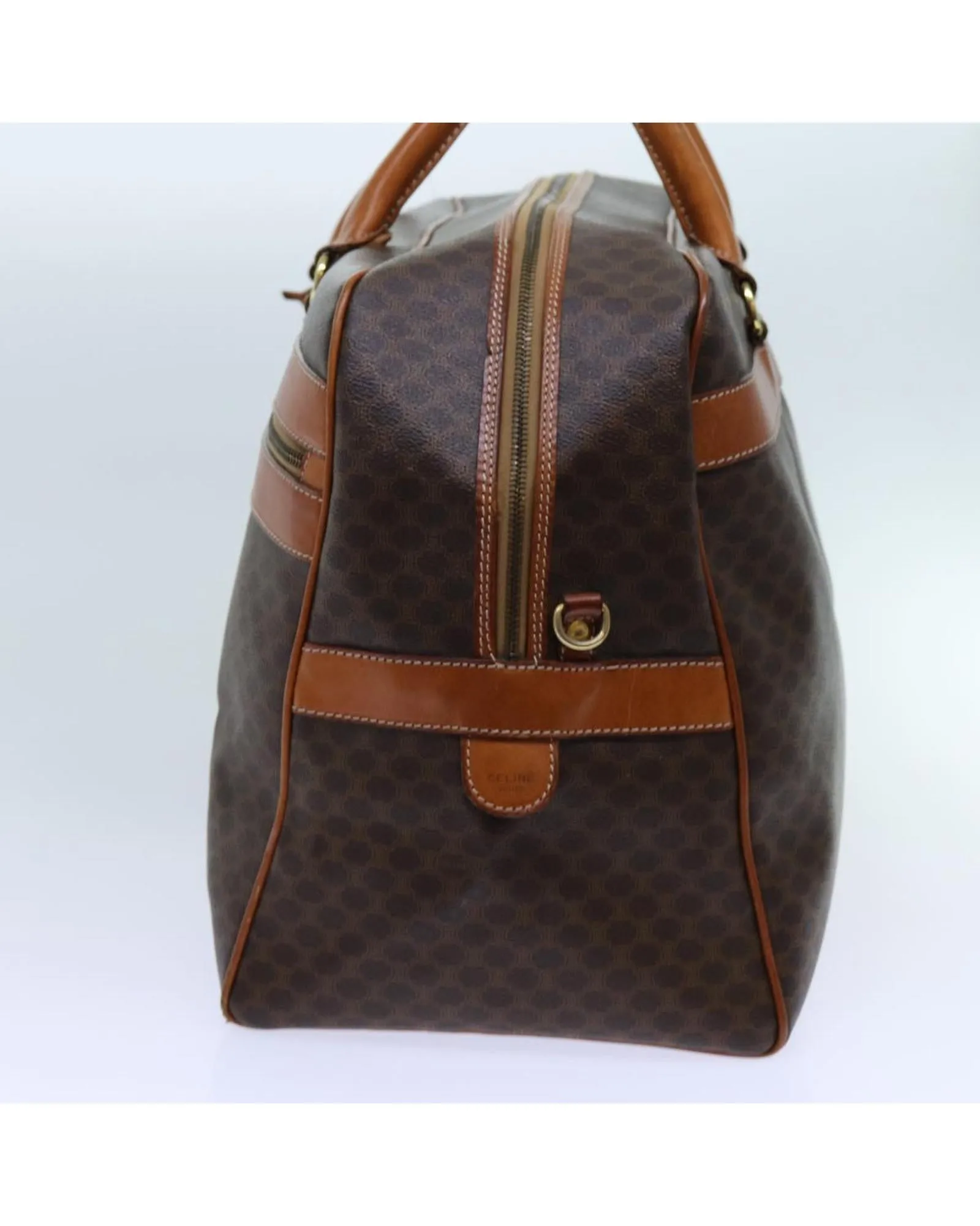 Macadam Canvas Boston Bag with Padlock and Key in Brown