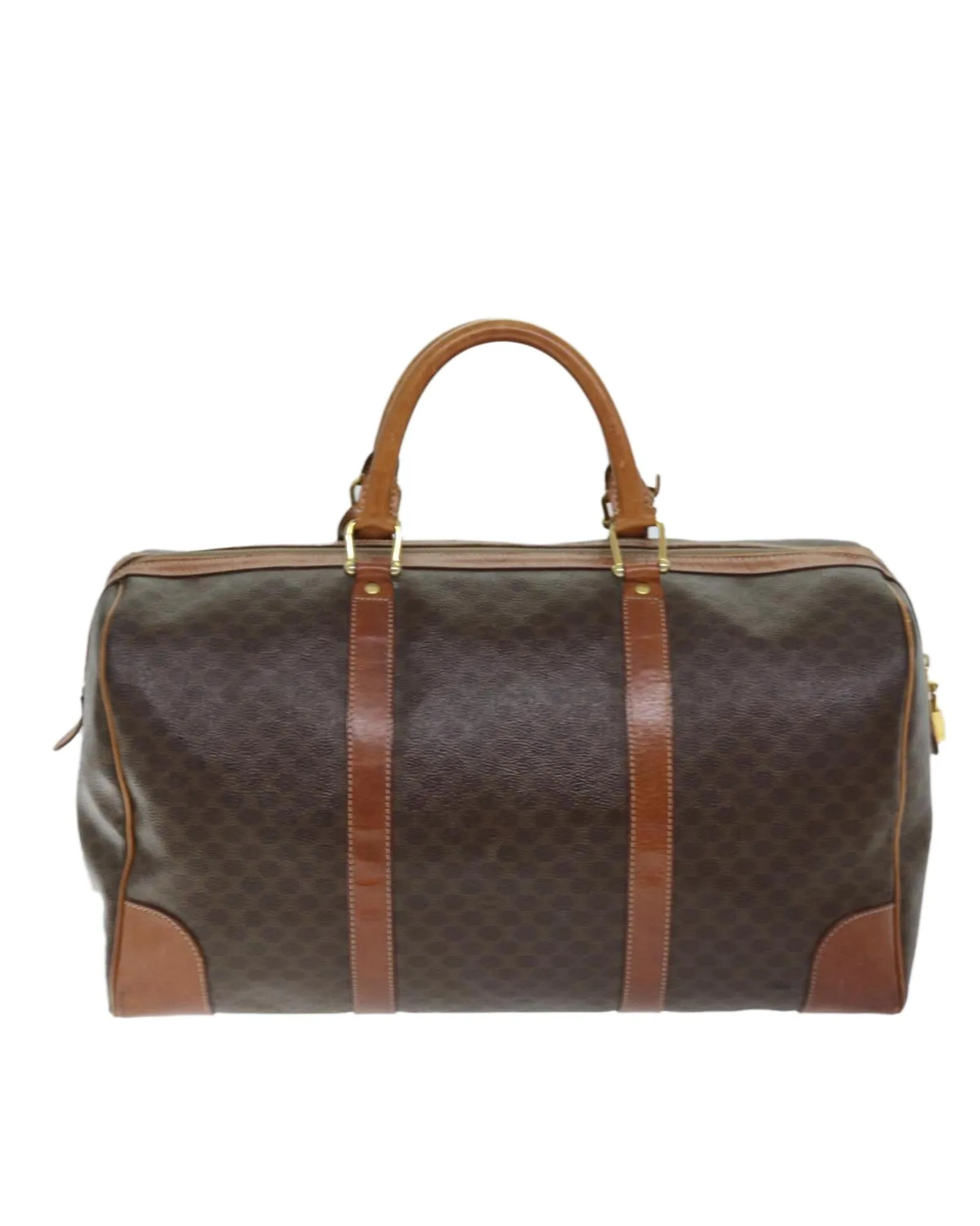 Macadam Canvas Brown Boston Bag with Padlock and Key Accessory