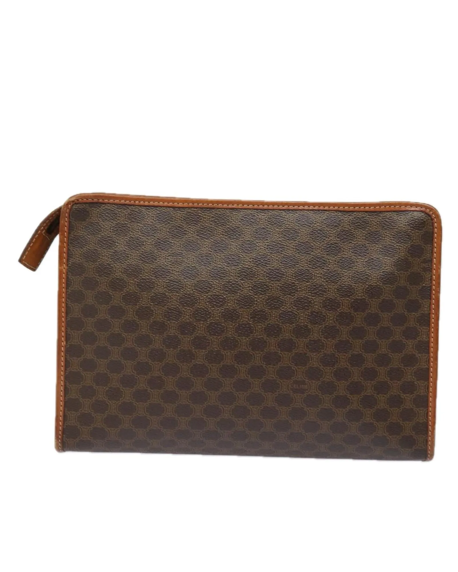 Macadam Canvas Clutch Bag in Brown PVC Leather by Celine