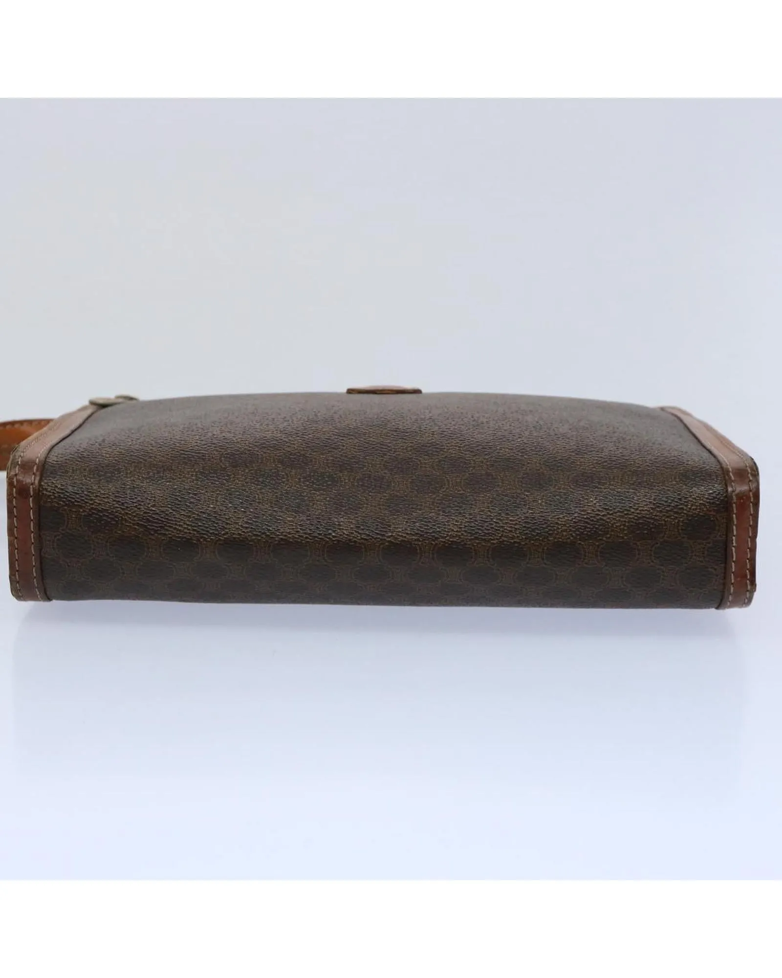 Macadam Canvas Clutch Bag with PVC Leather Trim in Brown