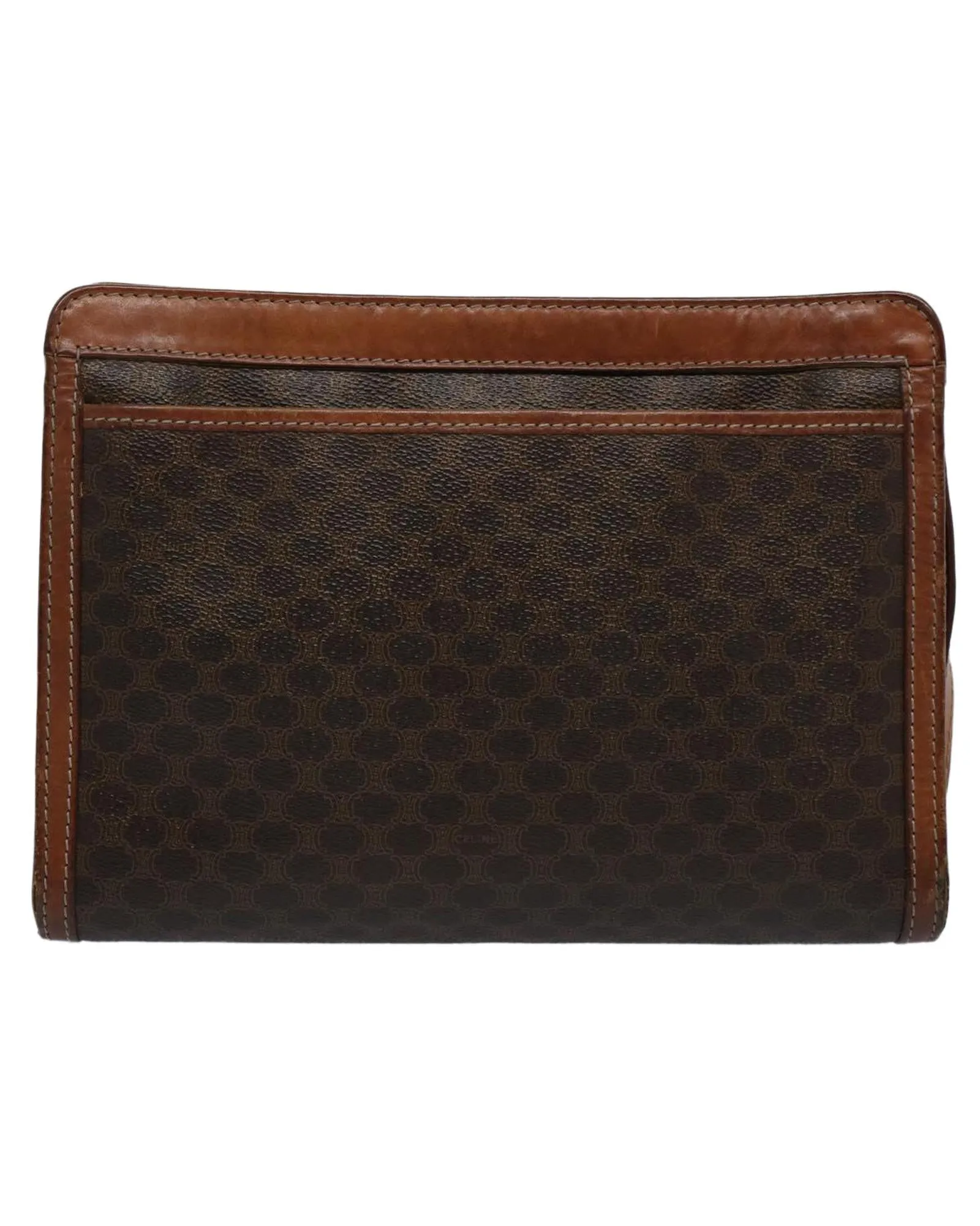 Macadam Canvas Clutch Bag with PVC Leather Trim in Brown