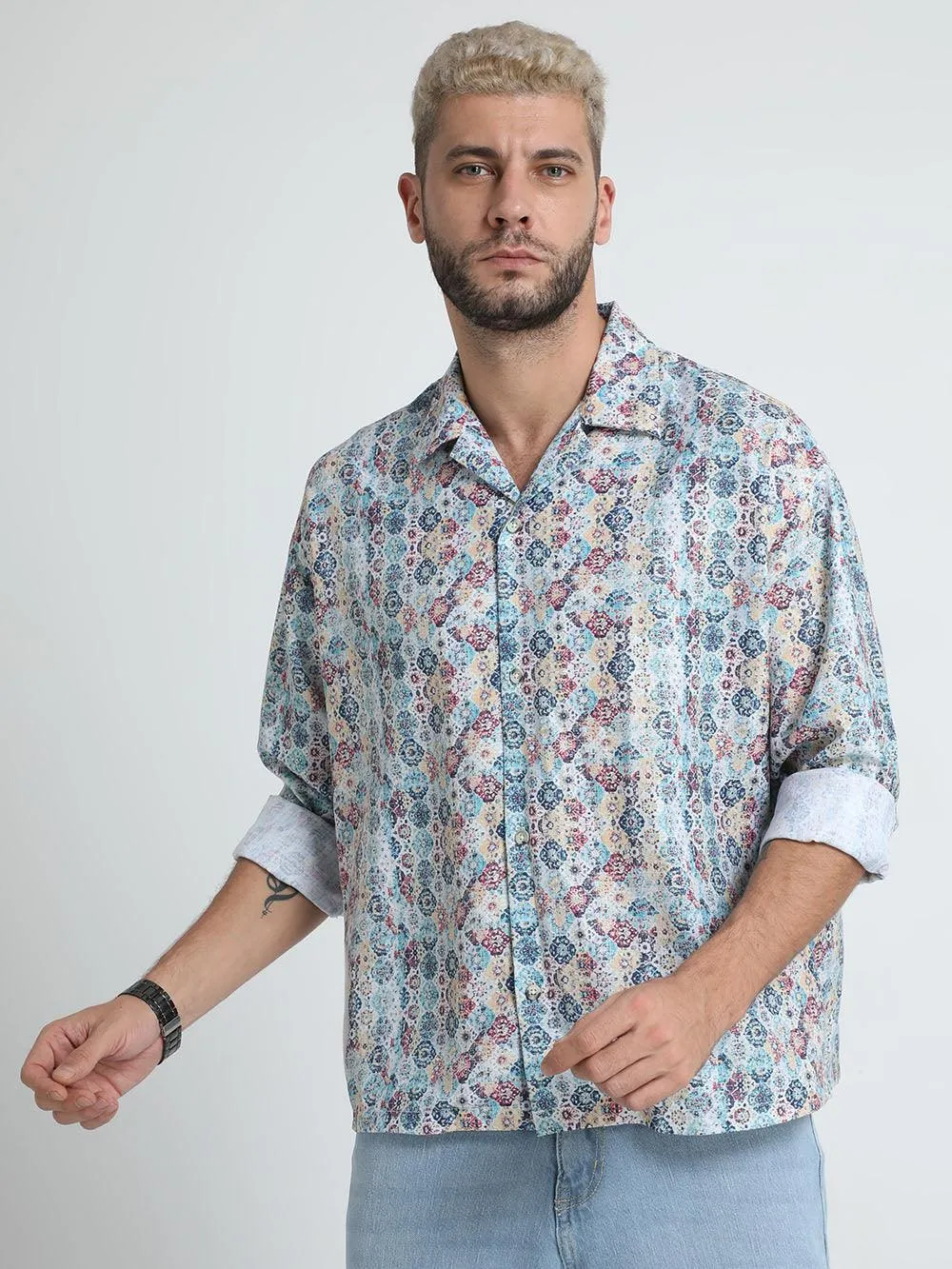 Men Oversized Cuban Collar Prelude Shirt