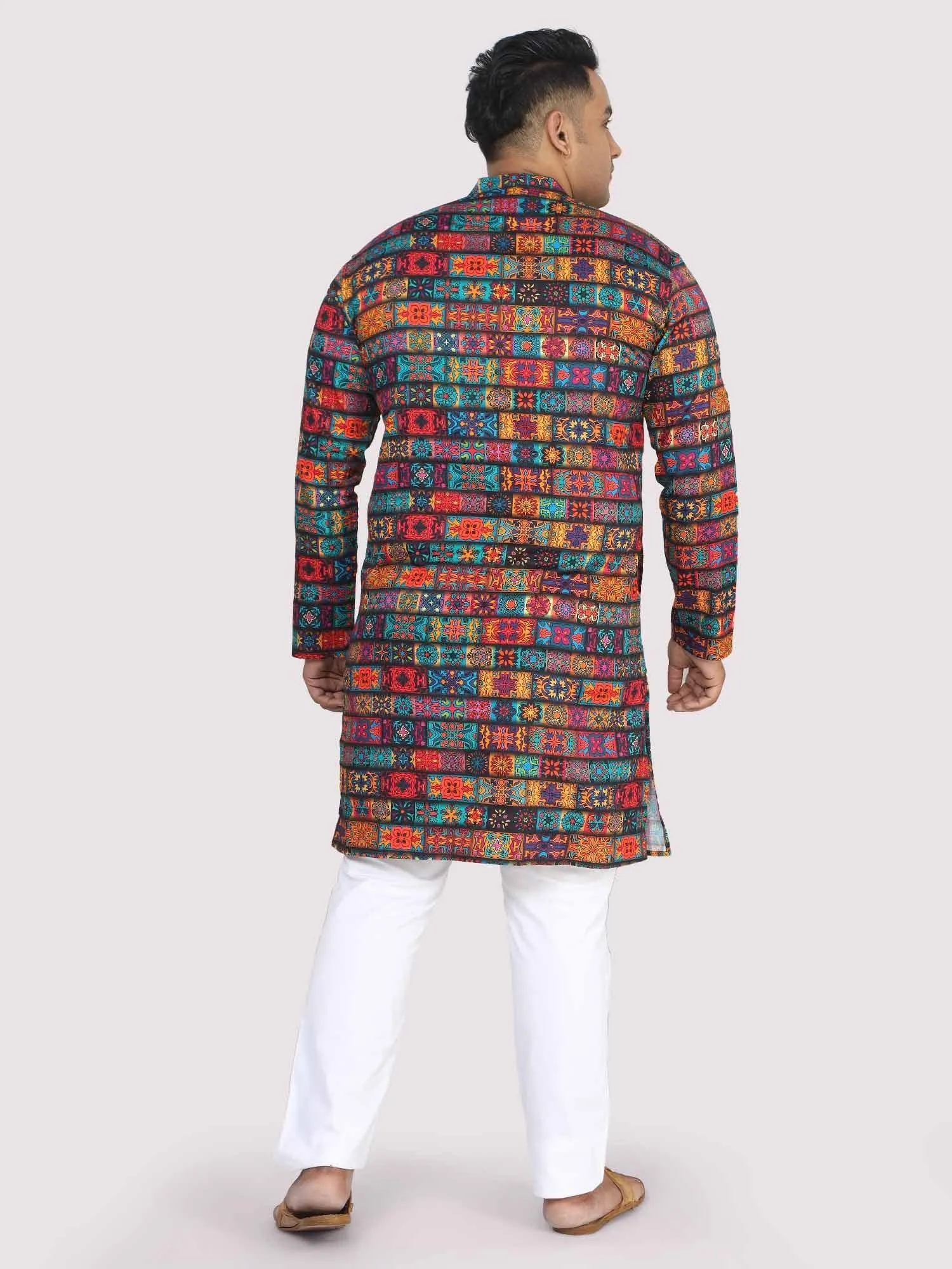 Men Plus Size Red Royal Digital Printed Kurta