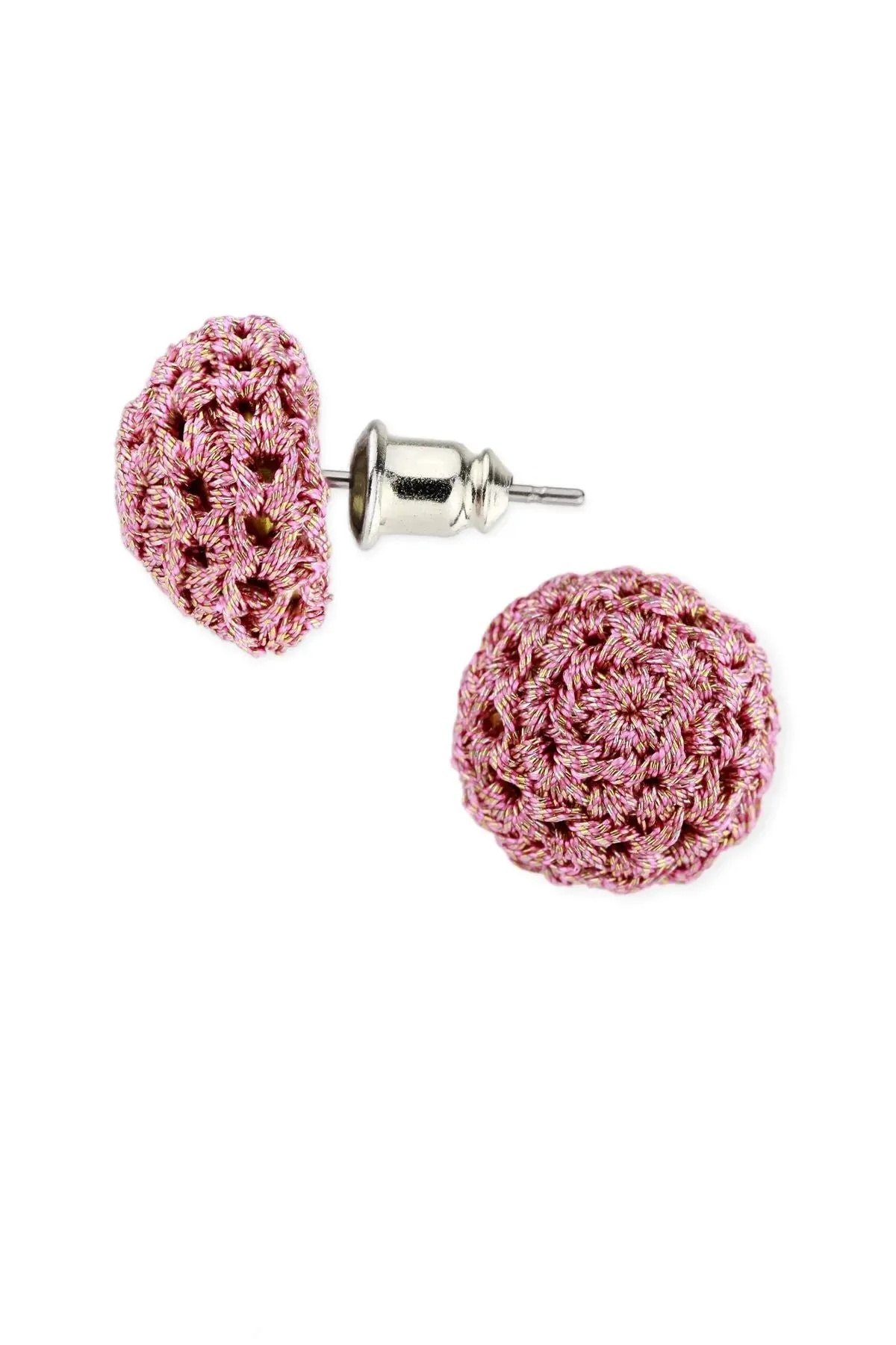 Metallic Crochet Thread Cluster Stud Earrings