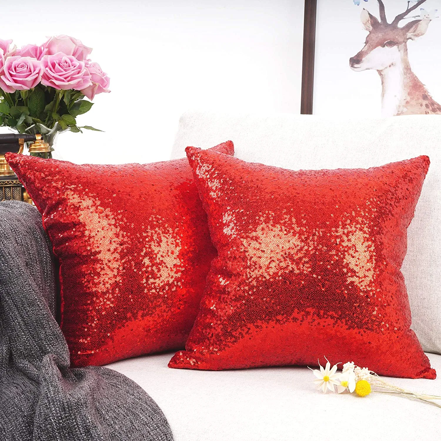 Metallic Red Pillows