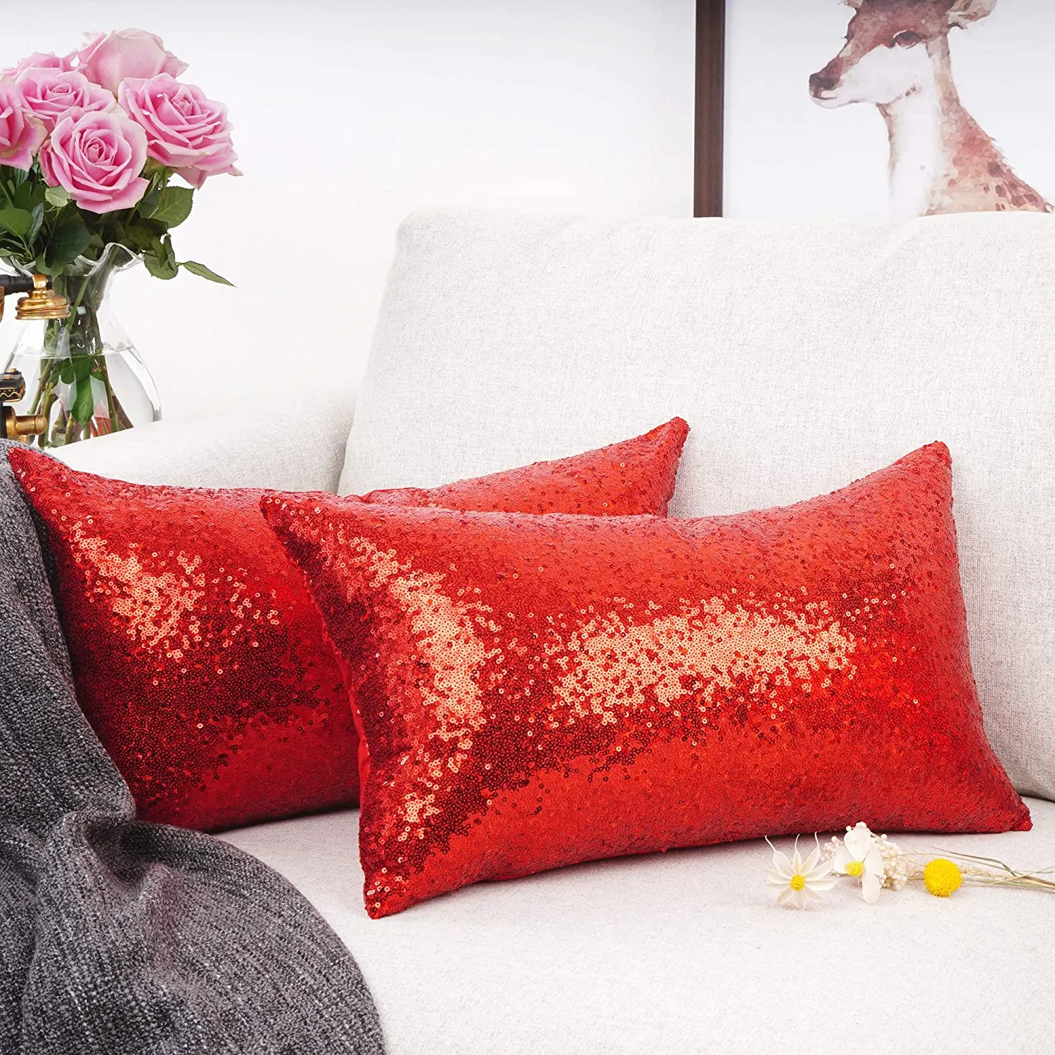 Metallic Red Pillows