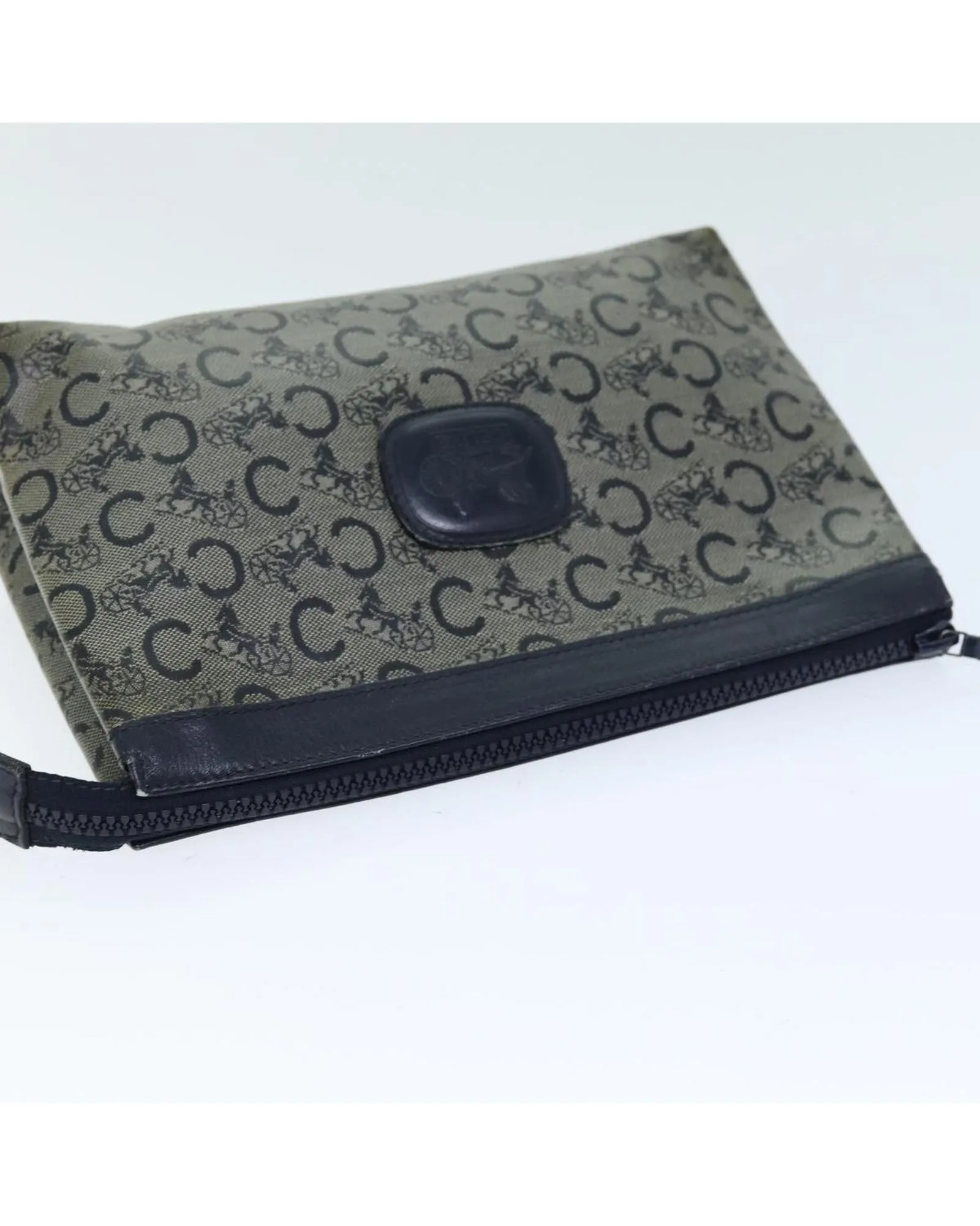 Navy Canvas Celine Pouch with Macadam Print Design