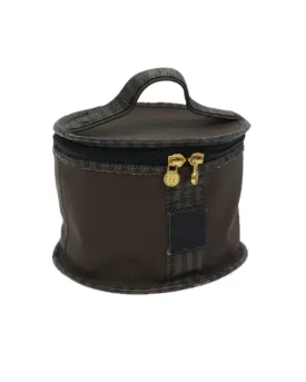 Nylon Brown Vanity Hand Bag