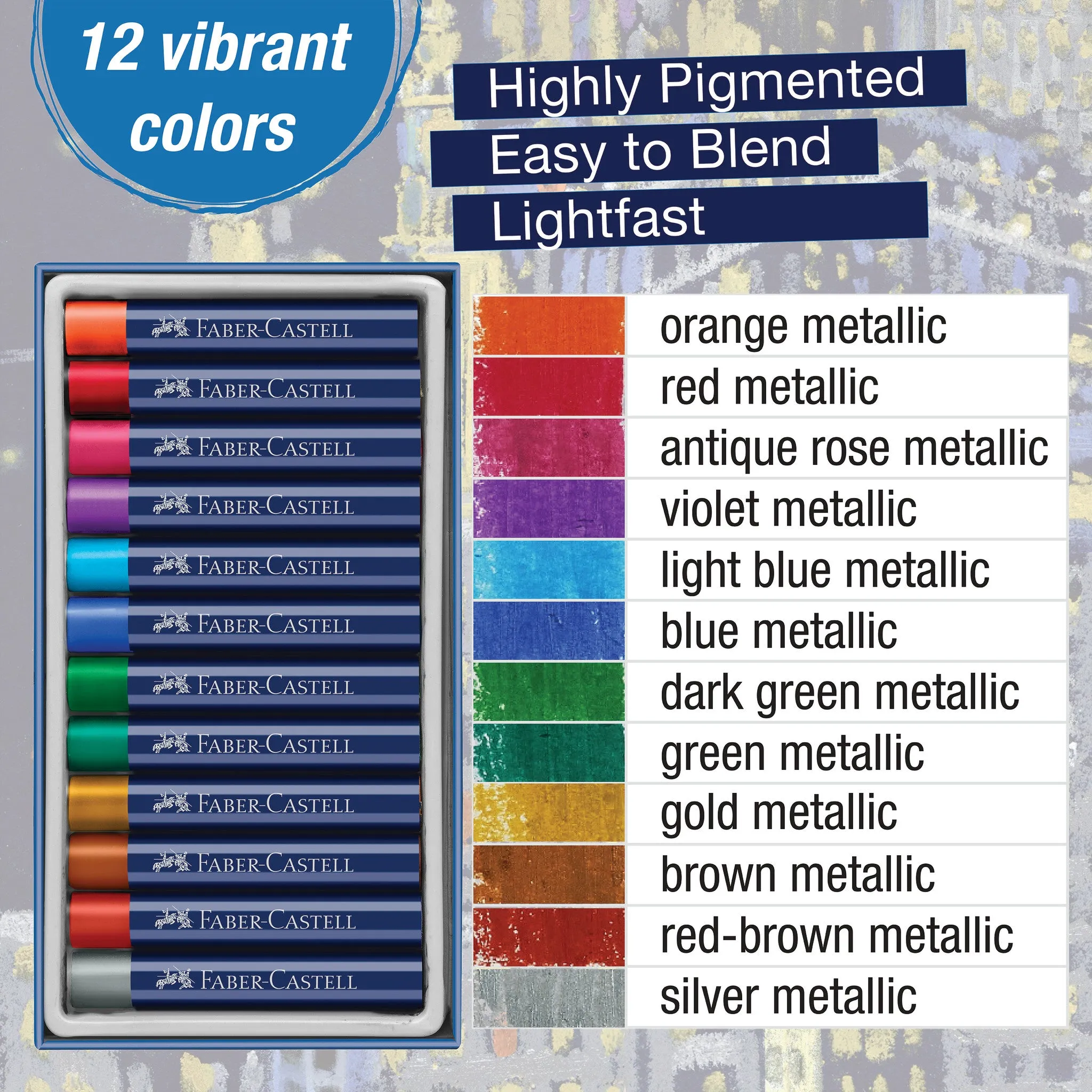 Oil Pastels, Metallic - Set of 12 - #127014