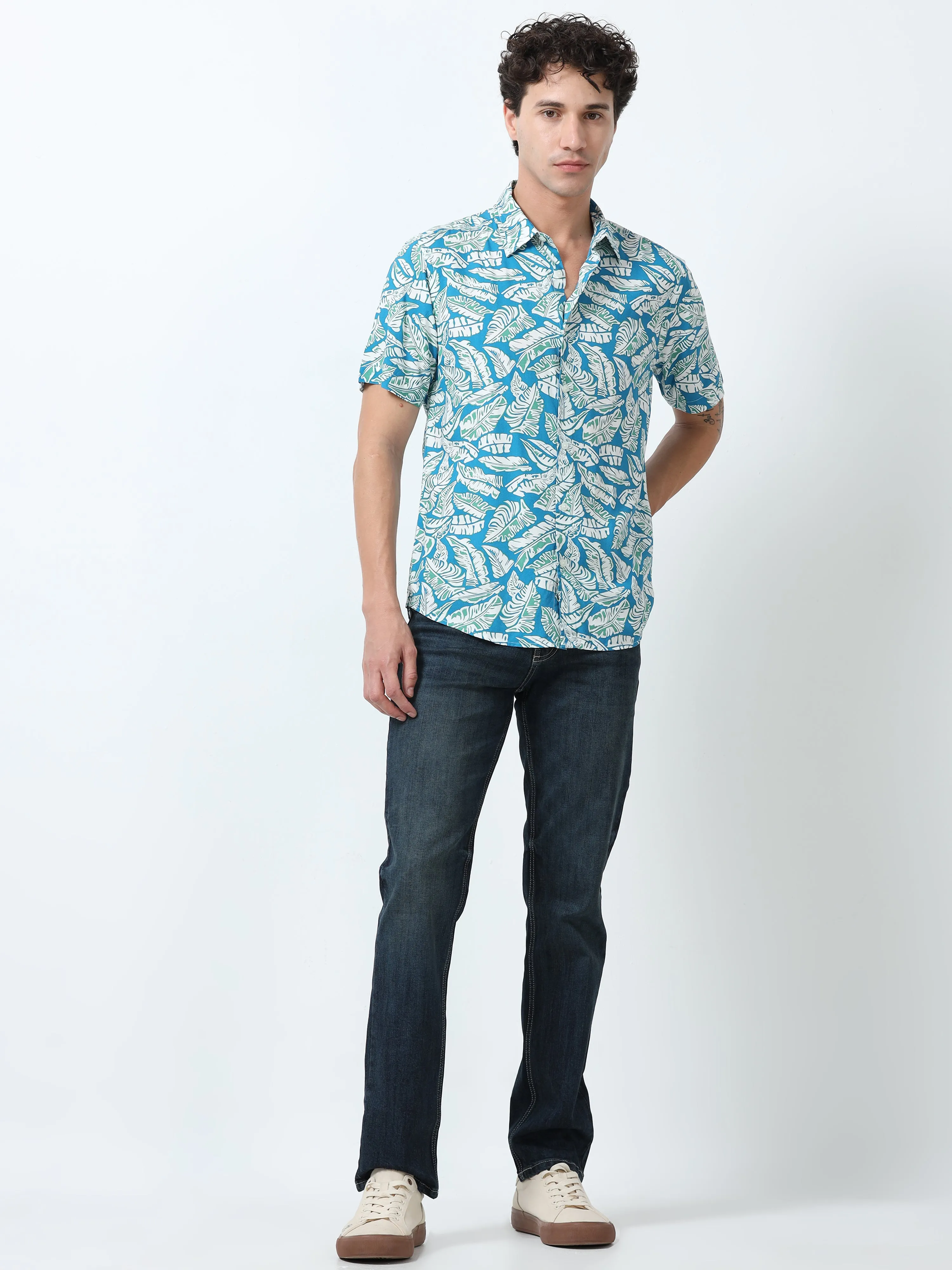 Ophelia - Regular Fit Printed Shirt - Blue