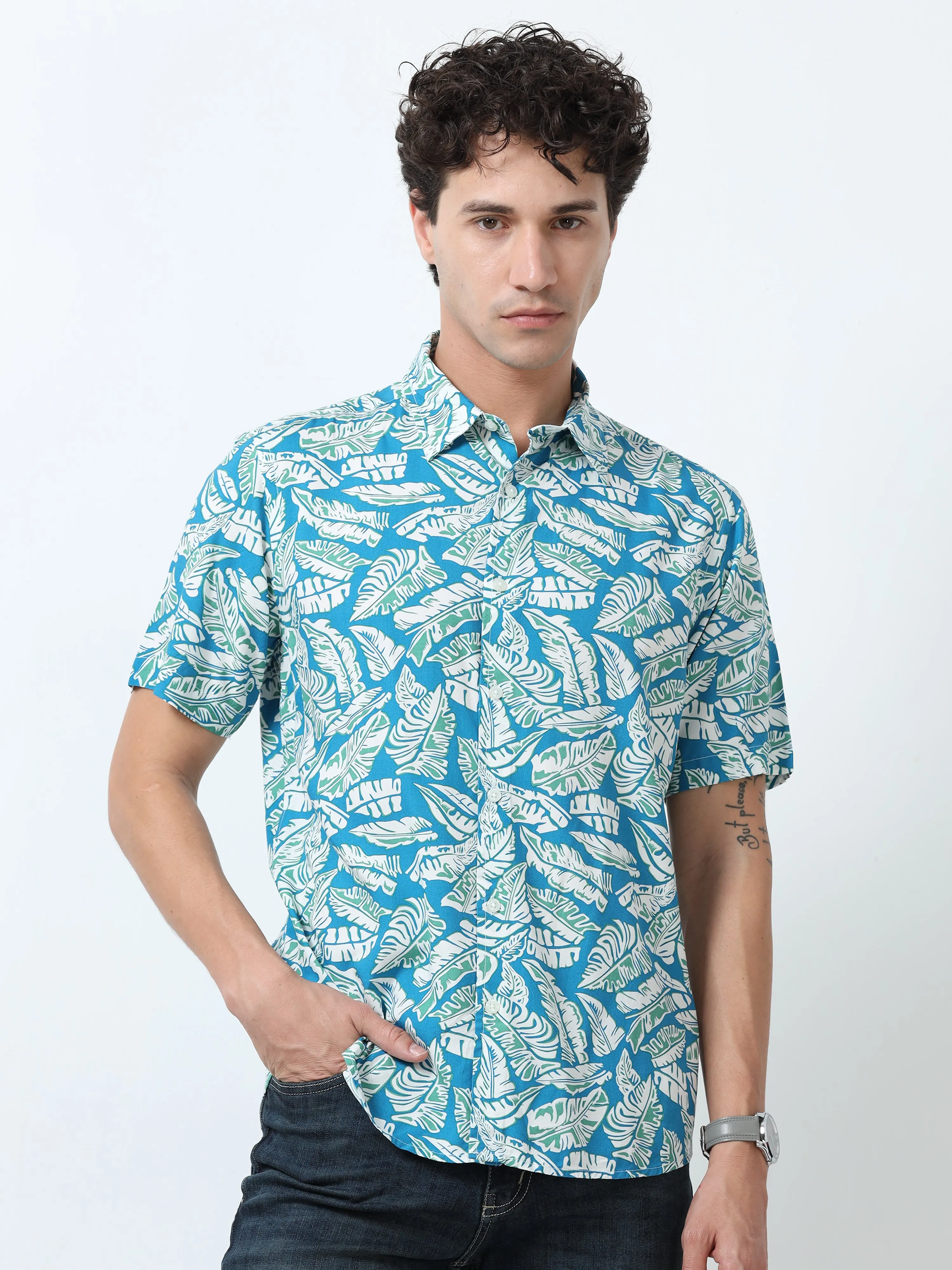 Ophelia - Regular Fit Printed Shirt - Blue