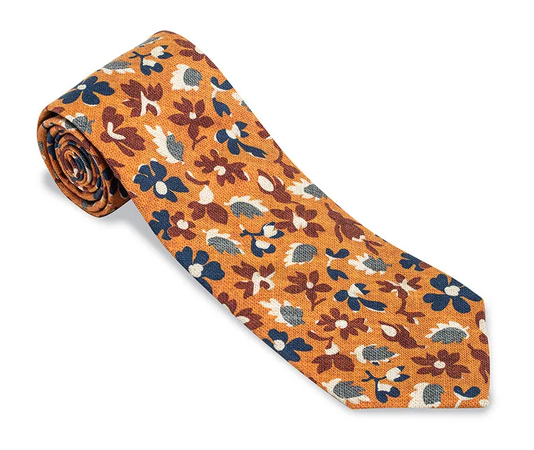 Orange Walham Floral Necktie - F5604