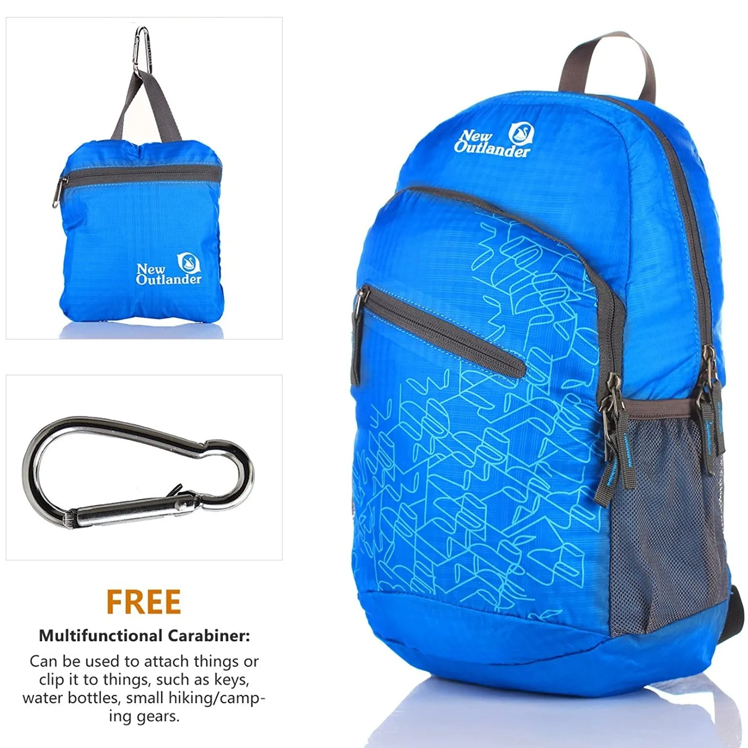 Outlander Ultra Lightweight Packable Water Resistant  Travel Hiking Backpack | Light Blue