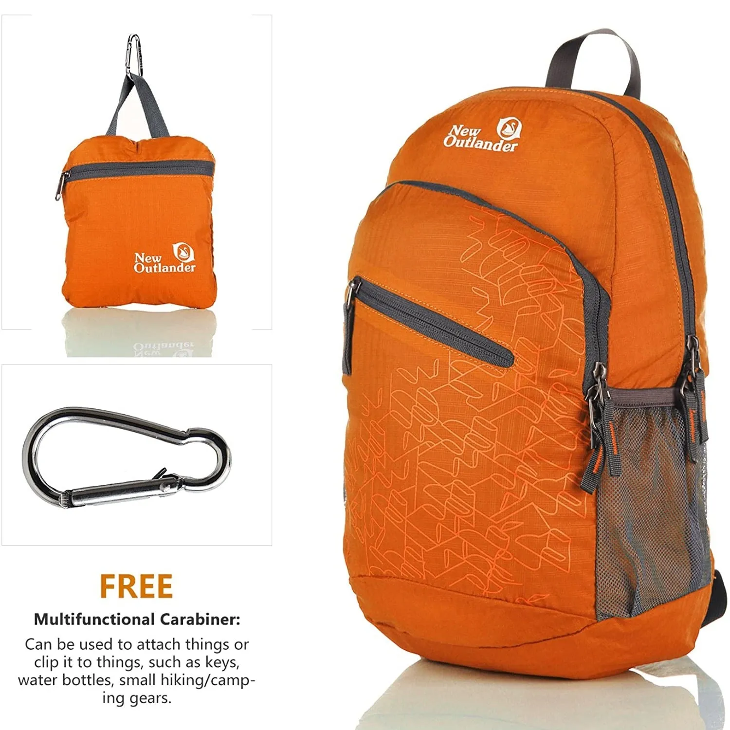 Outlander Ultra Lightweight Packable Water Resistant  Travel Hiking Backpack | Orange