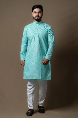 PEACOCK PRINTED KURTA PAJAMA