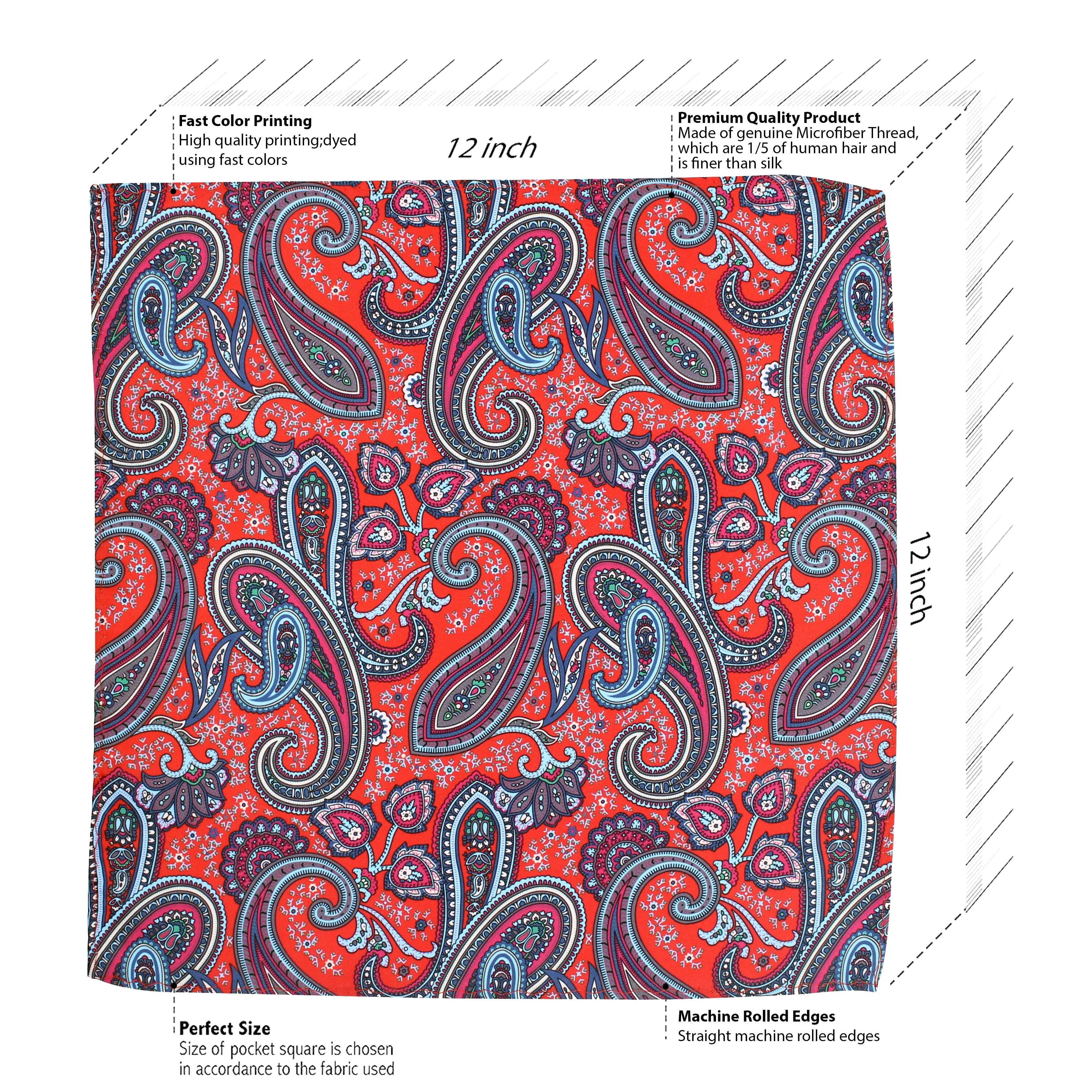 Peluche Beautiful Paisley  Pocket Square For Men