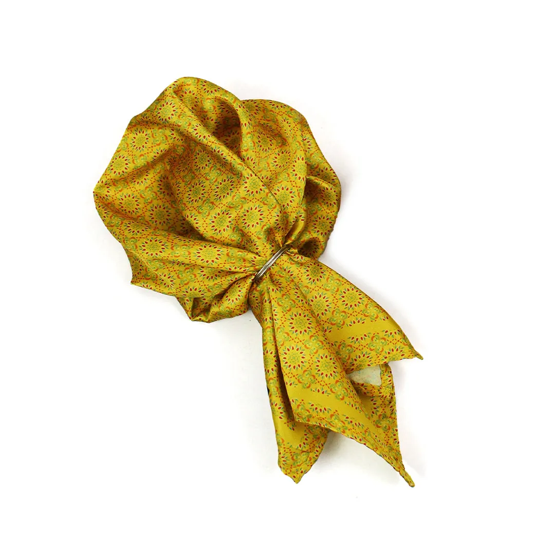 Peluche Golden Gardenia Green Broad Neck Tie & Pocket Square Set for Men