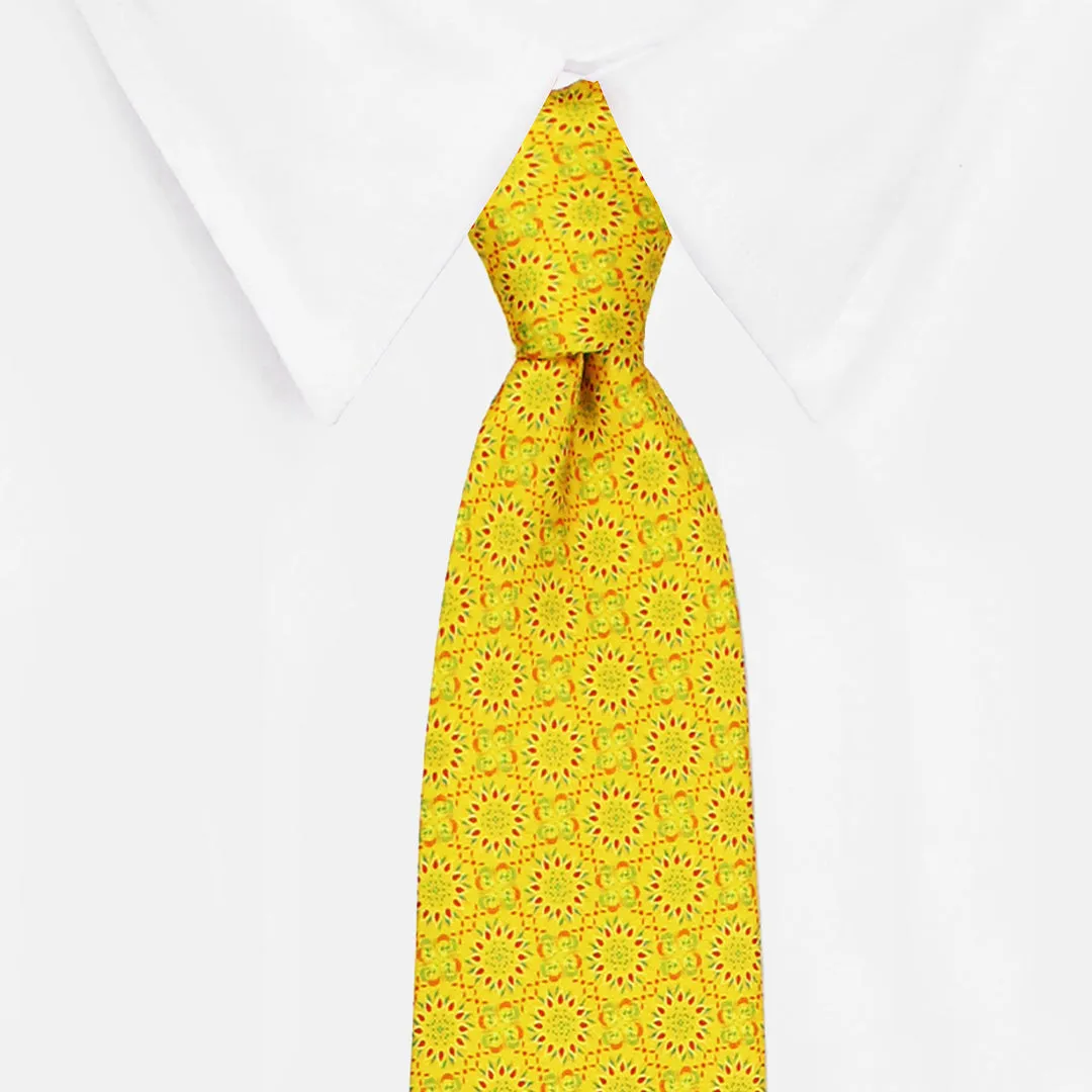 Peluche Golden Gardenia Green Broad Neck Tie & Pocket Square Set for Men