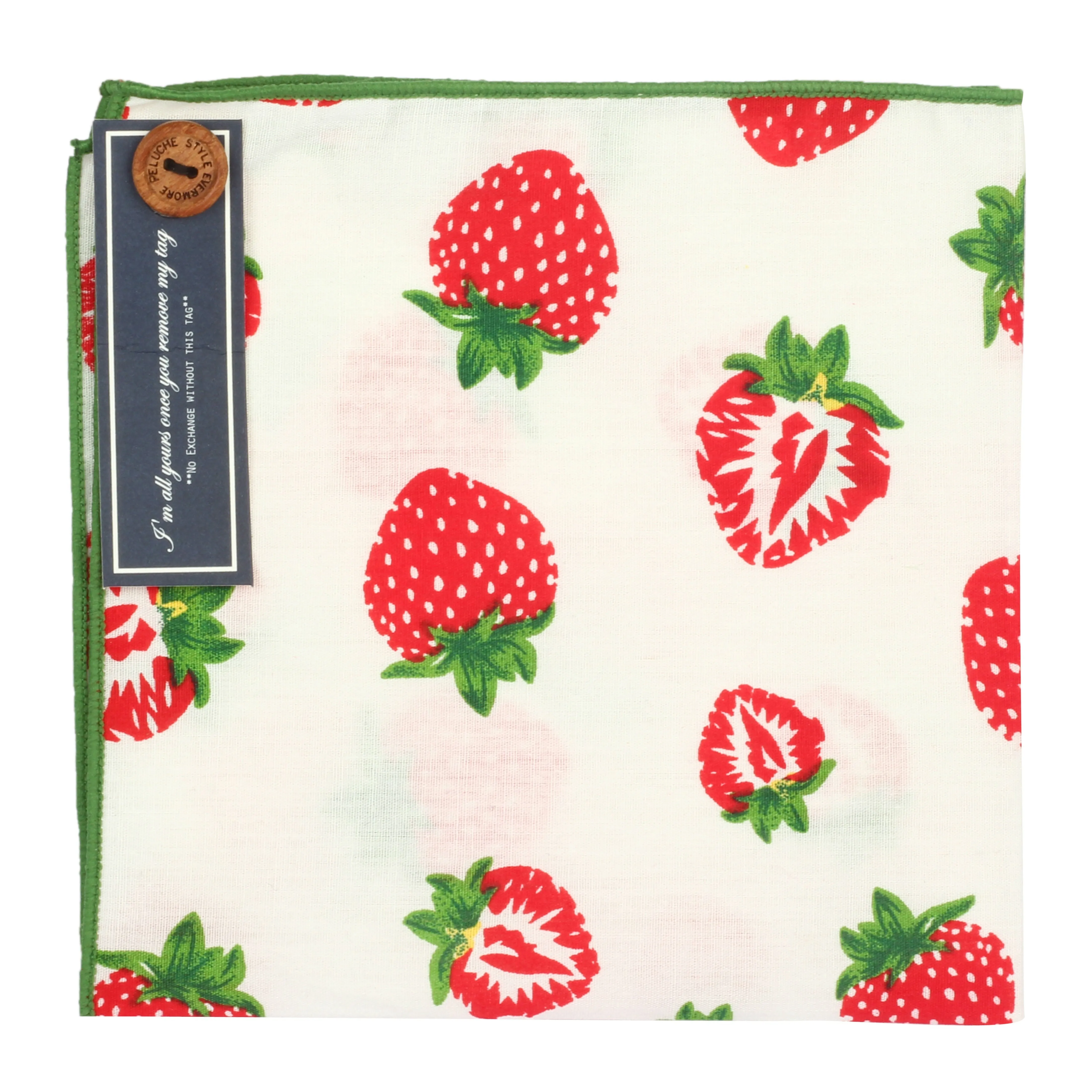 Peluche Juicy Strawberries White and Red Colored Pocket Square for Men