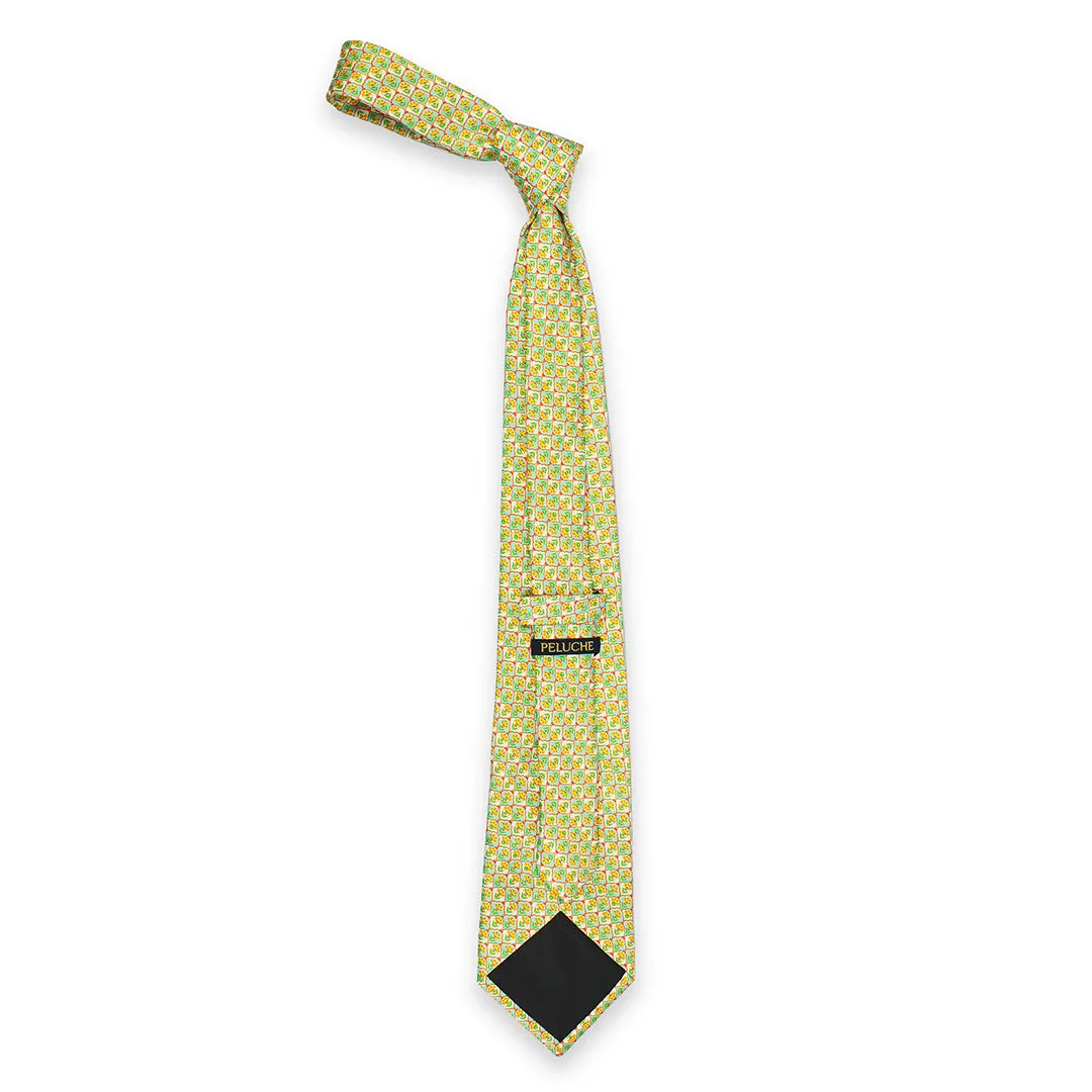 Peluche Lime Blossom Multicolor Broad Neck Tie & Pocket Square Set for Men