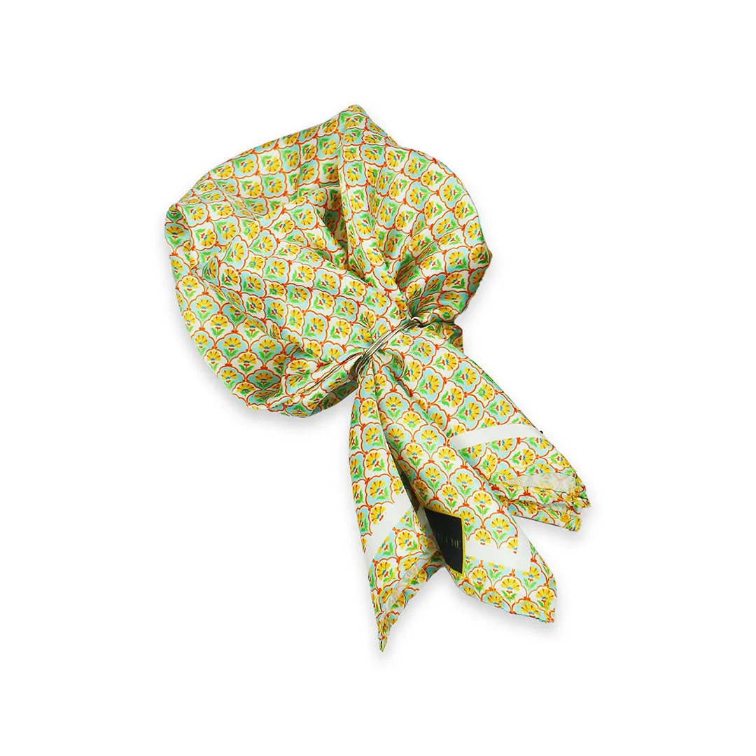 Peluche Lime Blossom Multicolor Broad Neck Tie & Pocket Square Set for Men