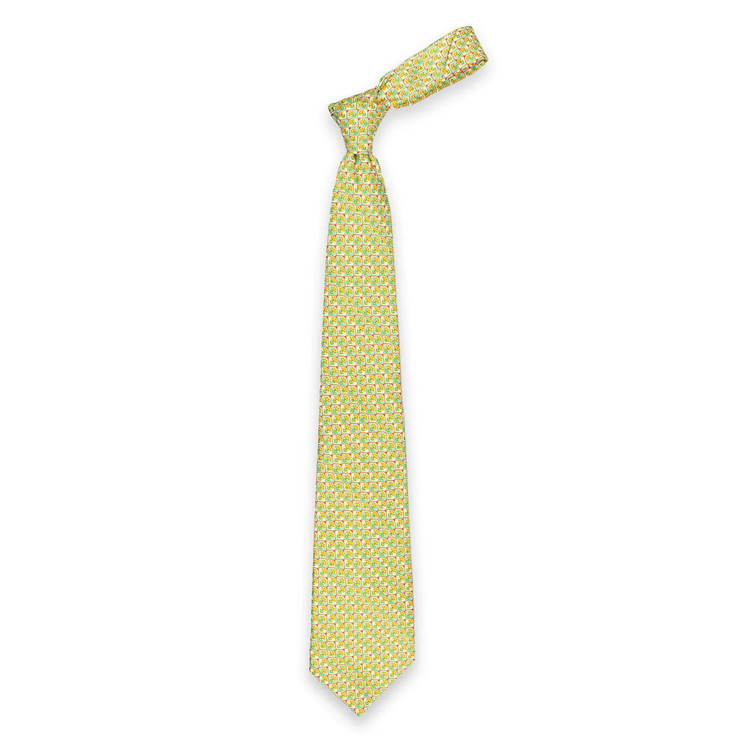 Peluche Lime Blossom Multicolor Broad Neck Tie & Pocket Square Set for Men