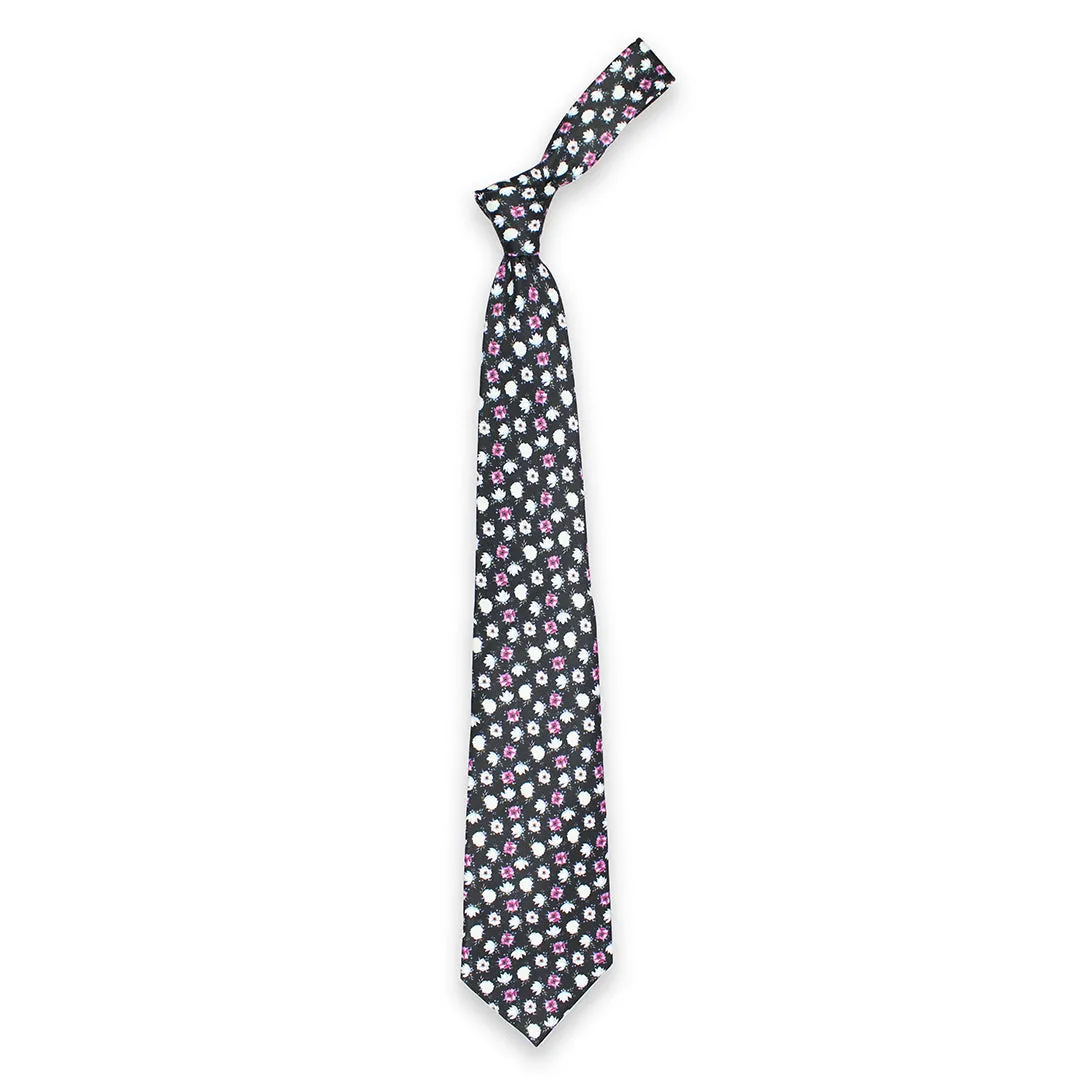 Peluche Midnight Rose Black Broad Neck Tie & Pocket Square Set for Men