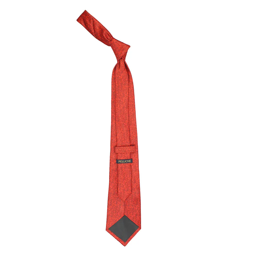 Peluche Scarlet Blossom Red Broad Neck Tie & Pocket Square Set for Men