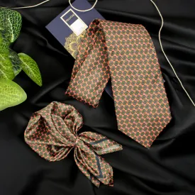 Peluche Spectrum Harmony Green Broad Neck Tie & Pocket Square Set for Men