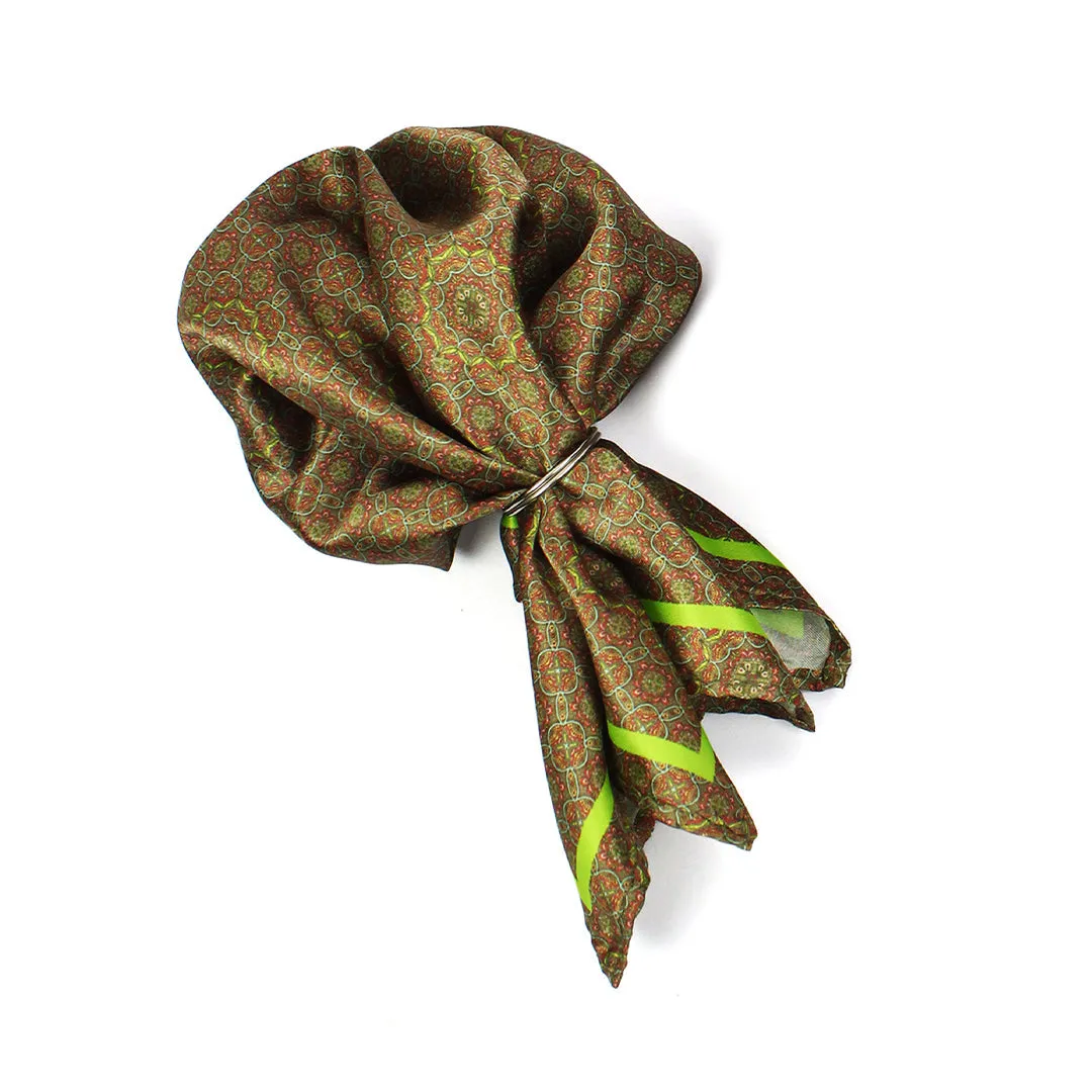 Peluche Spring Bloom Green Broad Neck Tie & Pocket Square Set for Men