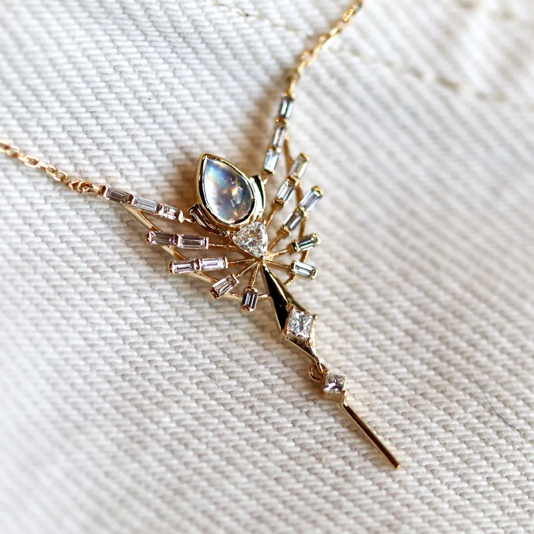 Phoenix Pendant Moonstone Necklace