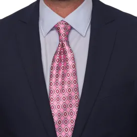 Pink Floral Medallion Motif Silk Tie